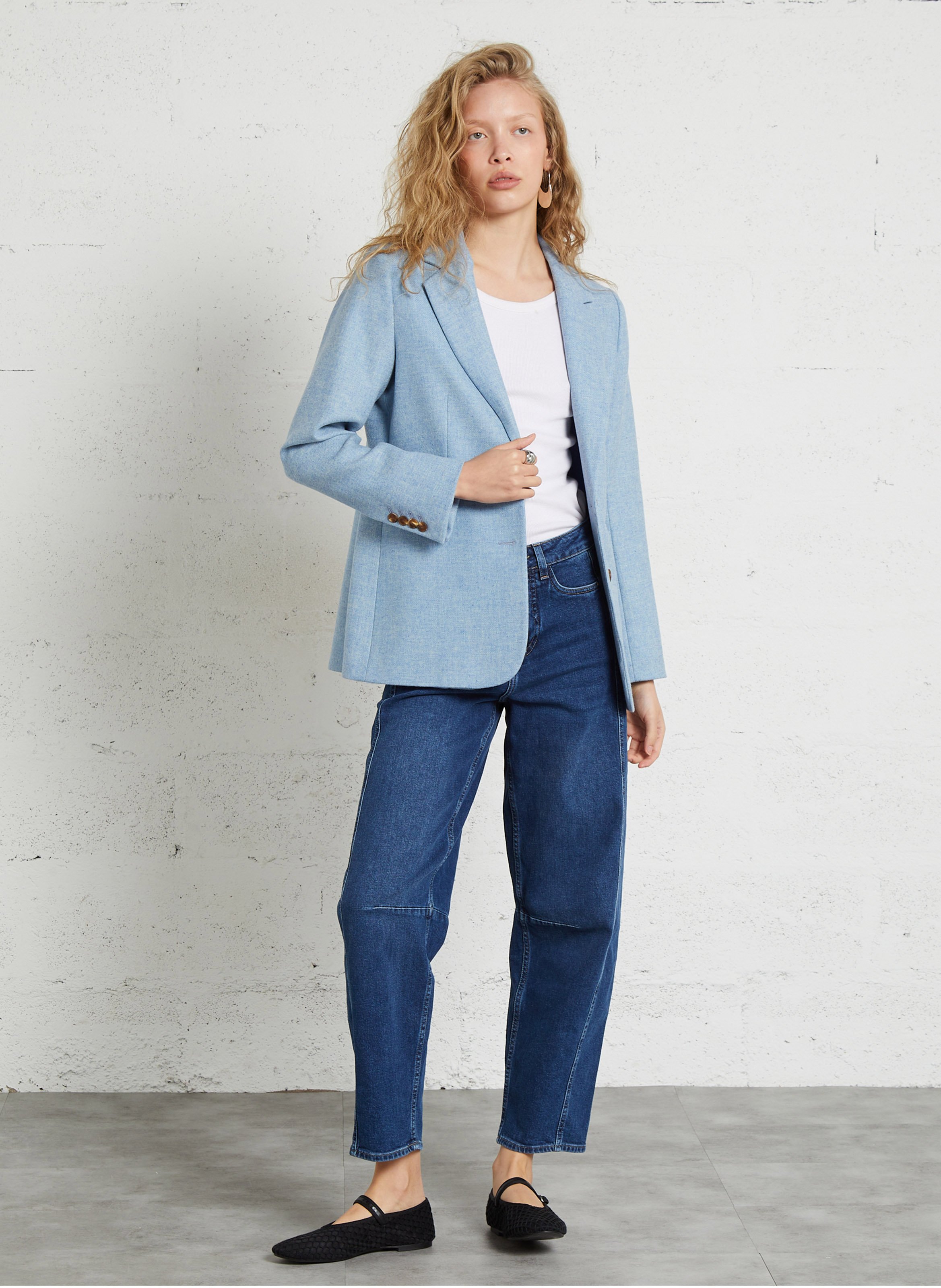 Veste de tailleur droite en laine courtney MAISON 123 Bleu
