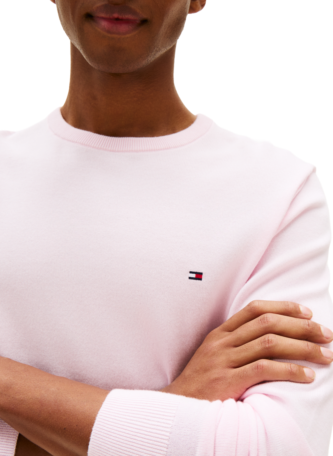 Cotton sweater with embroidered flag TOMMY HILFIGER Pink