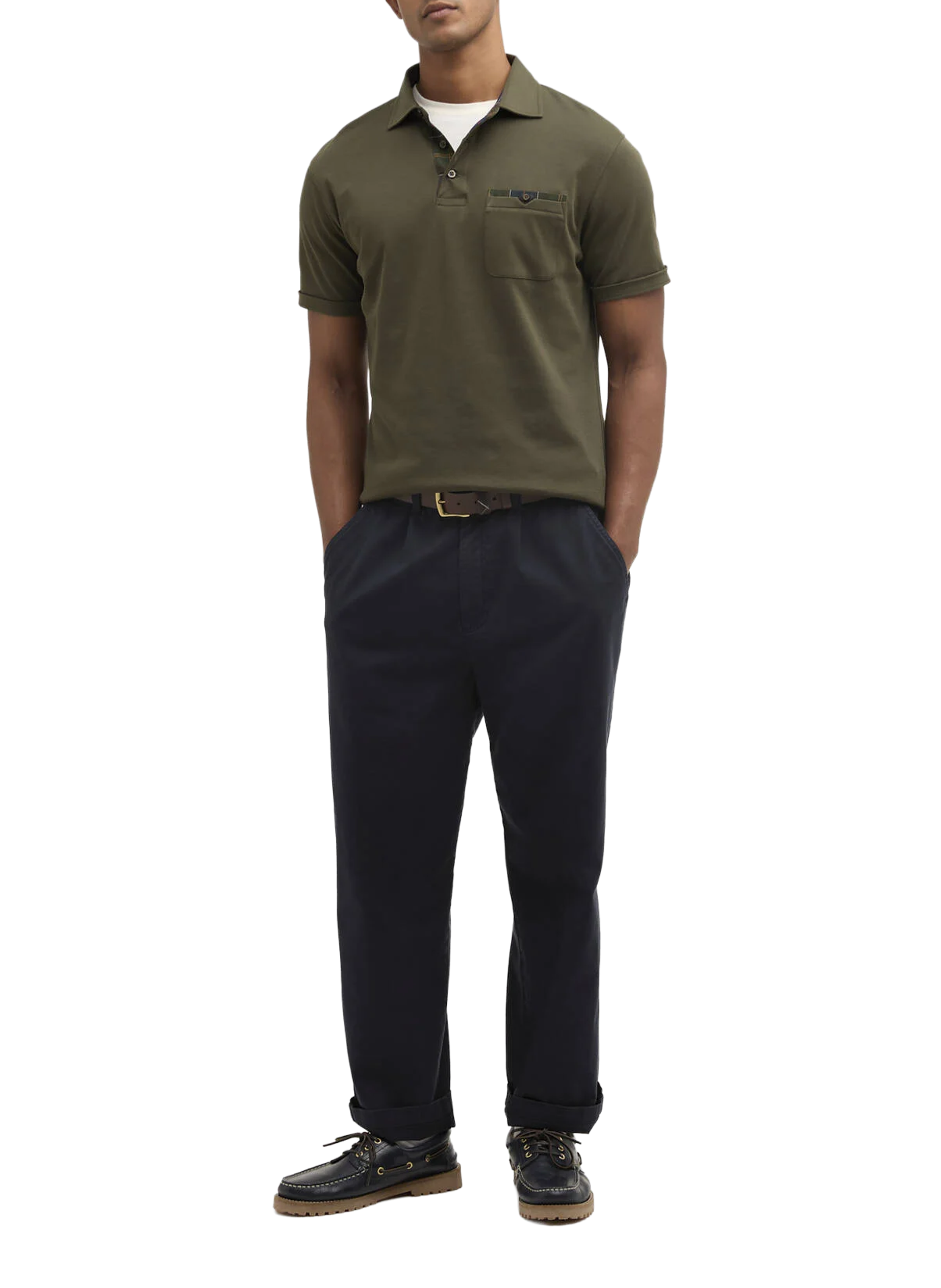 Polo uni en coton BARBOUR Kaki