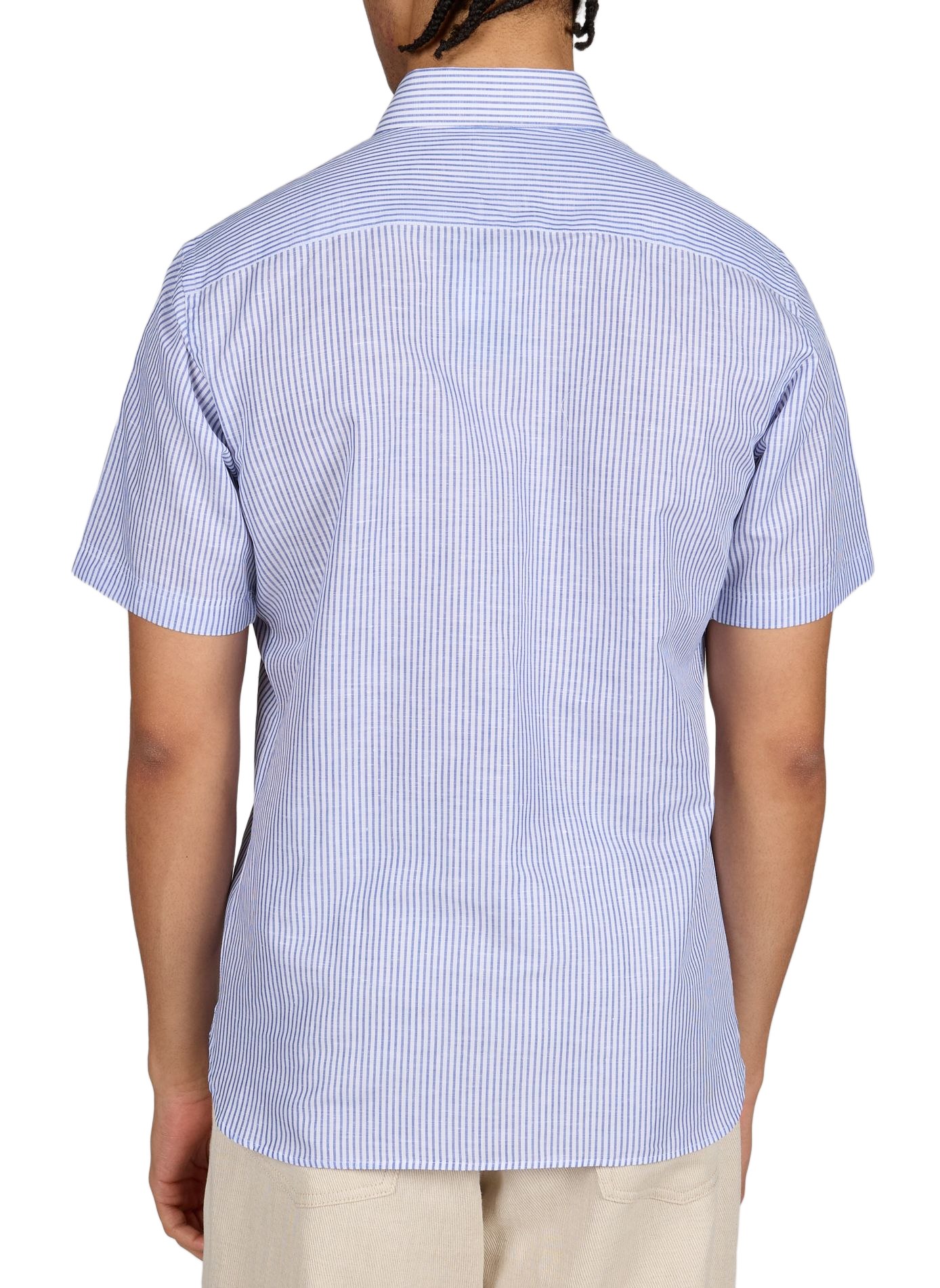 Short-sleeved linen shirt with stripes HACKETT Blue