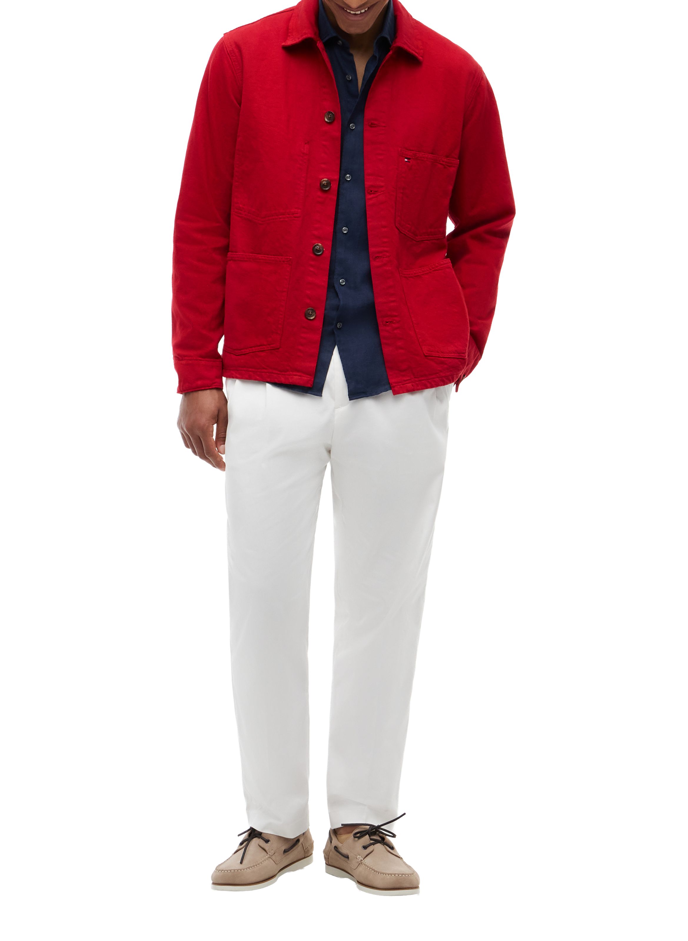 Veste droite à logo en coton TOMMY HILFIGER Rouge
