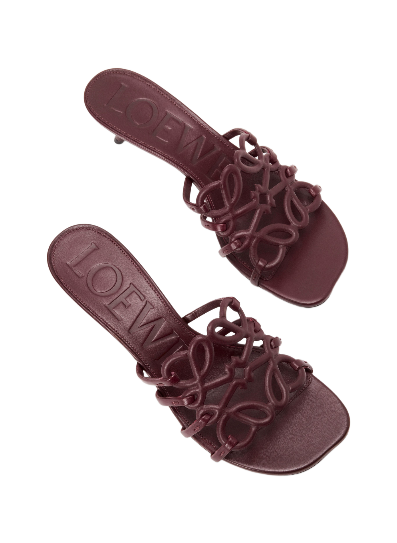 Mules Petal Anagram en cuir de veau souple LOEWE Rouge