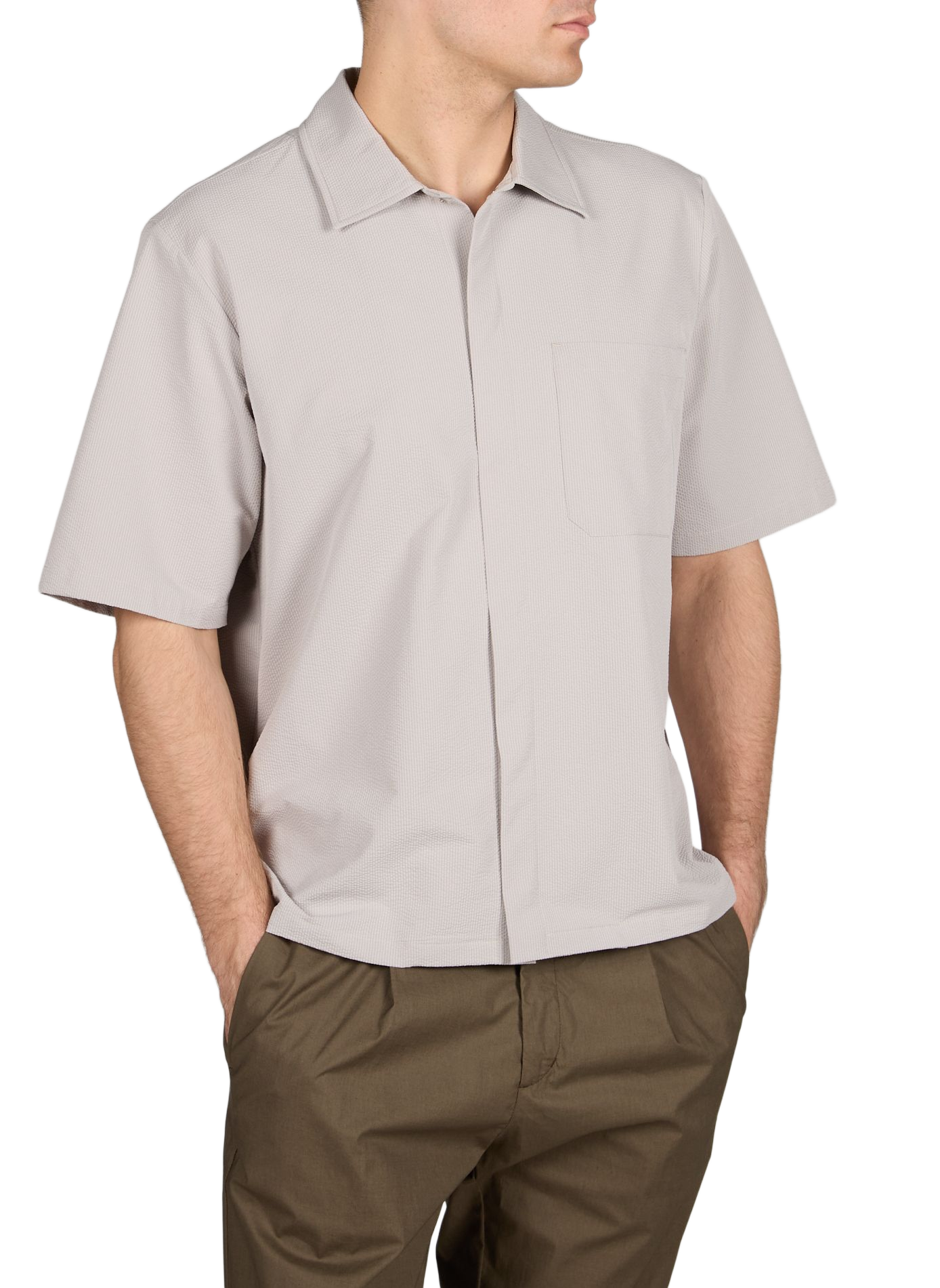 Chemise col classique à manches courtes HERNO Gris