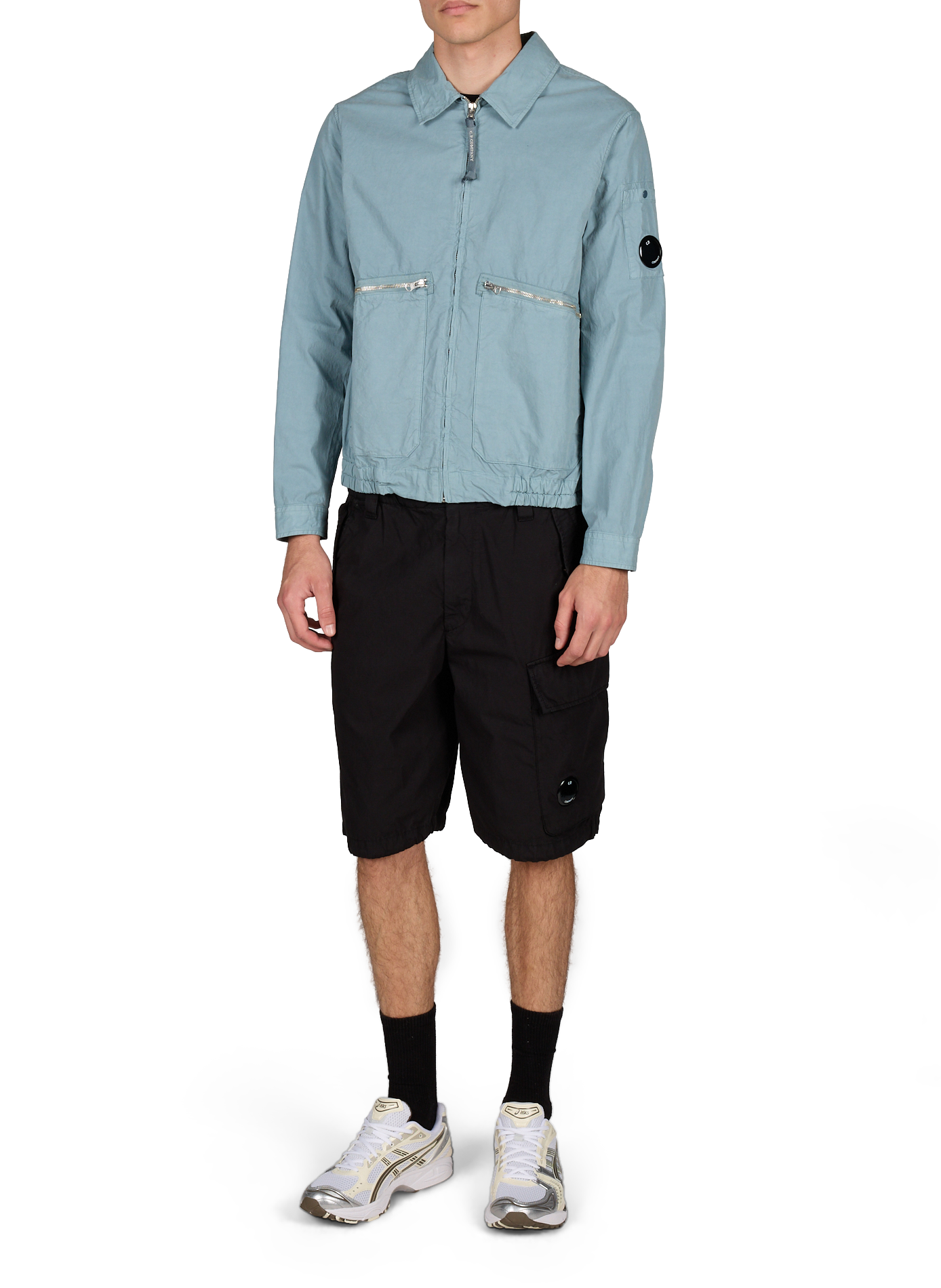 Solid jacket with large zip pockets in cotton CP COMPANY Blue