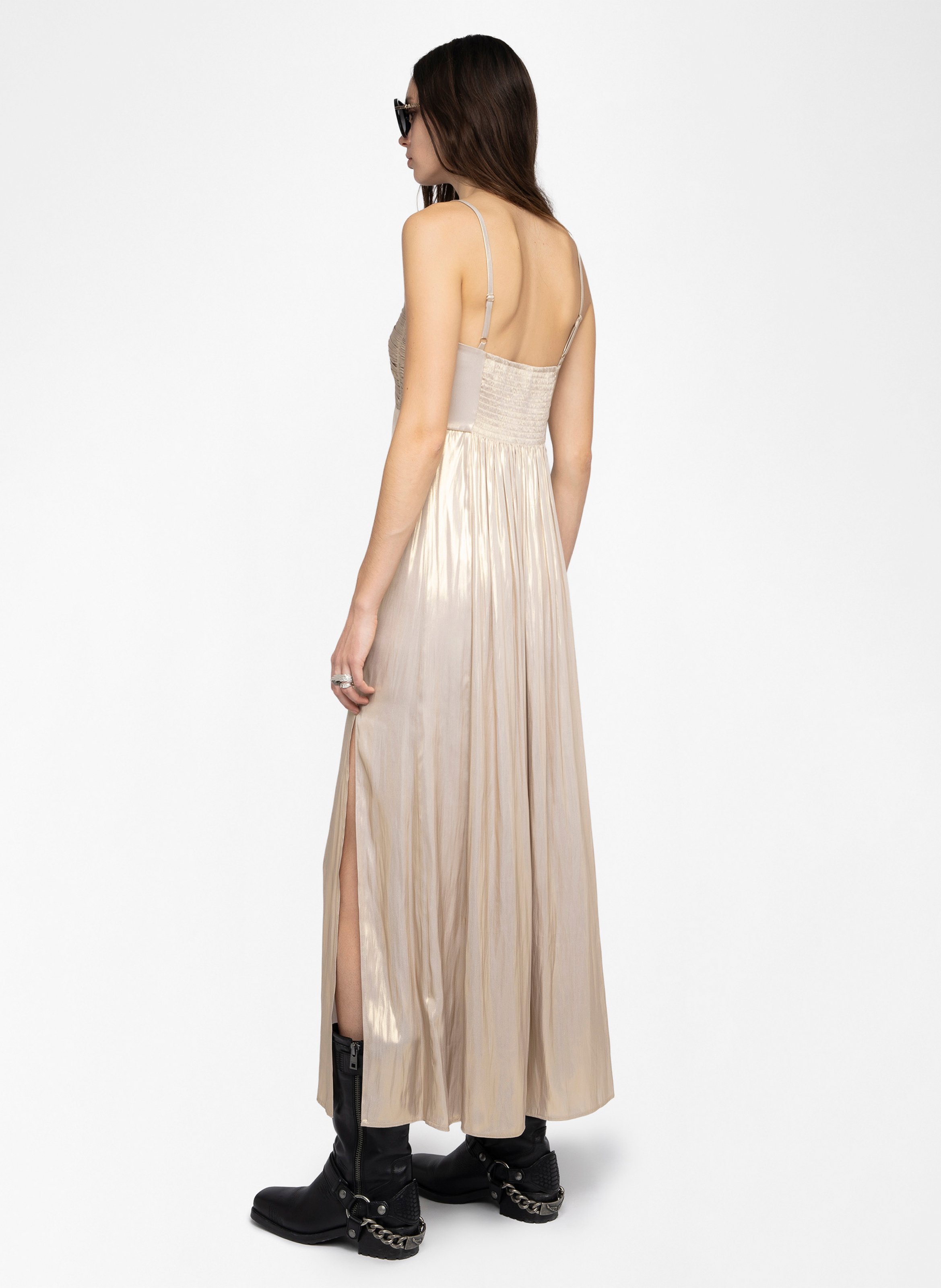 Robe longue en satin métallisé rippie ZADIG&VOLTAIRE Doré