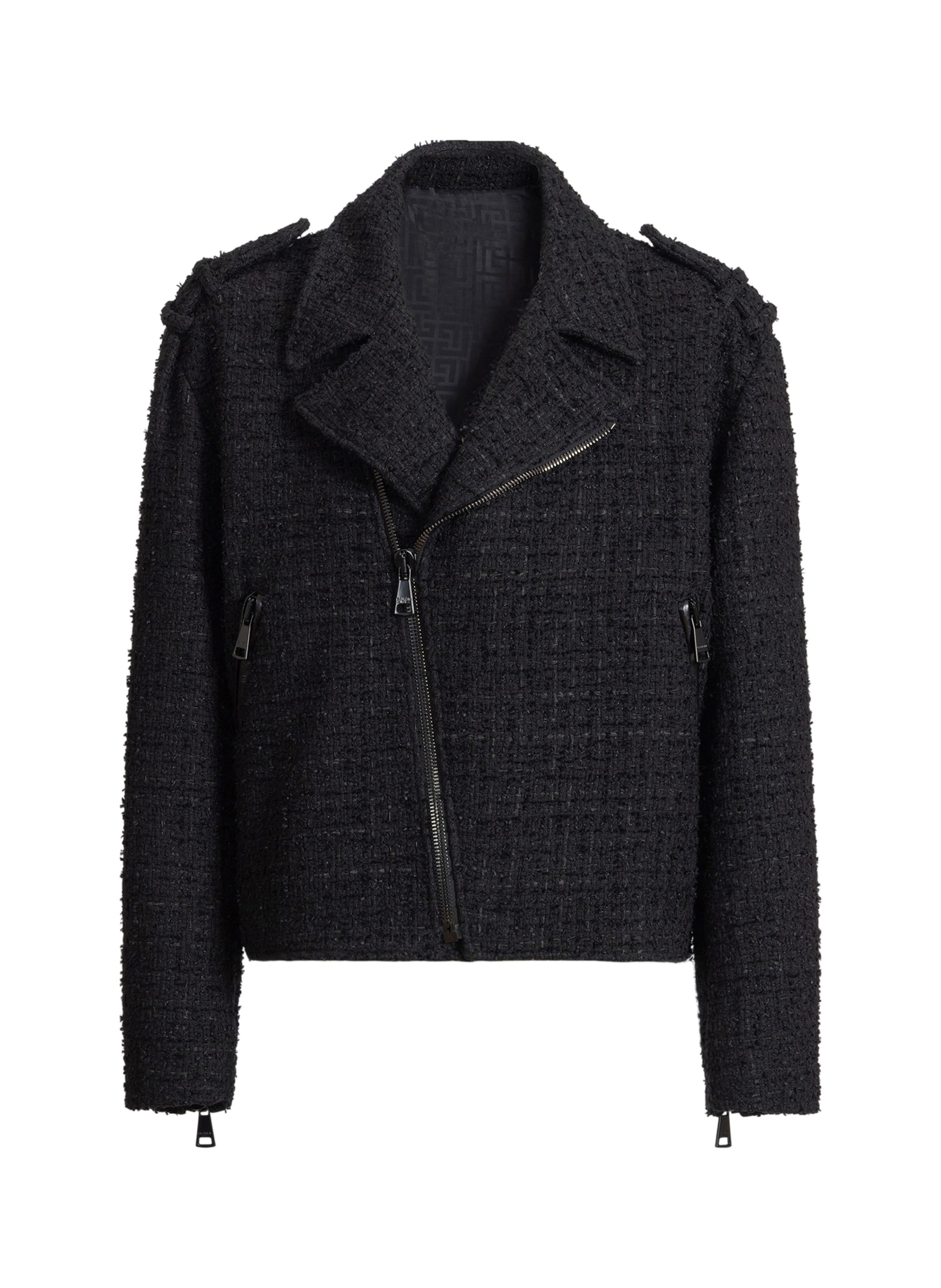 Veste biker en tweed BALMAIN Noir