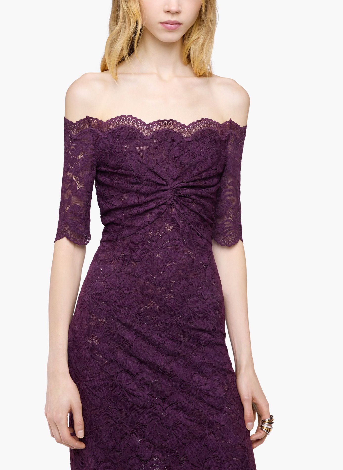 Robe midi en dentelle superposée RABANNE Violet