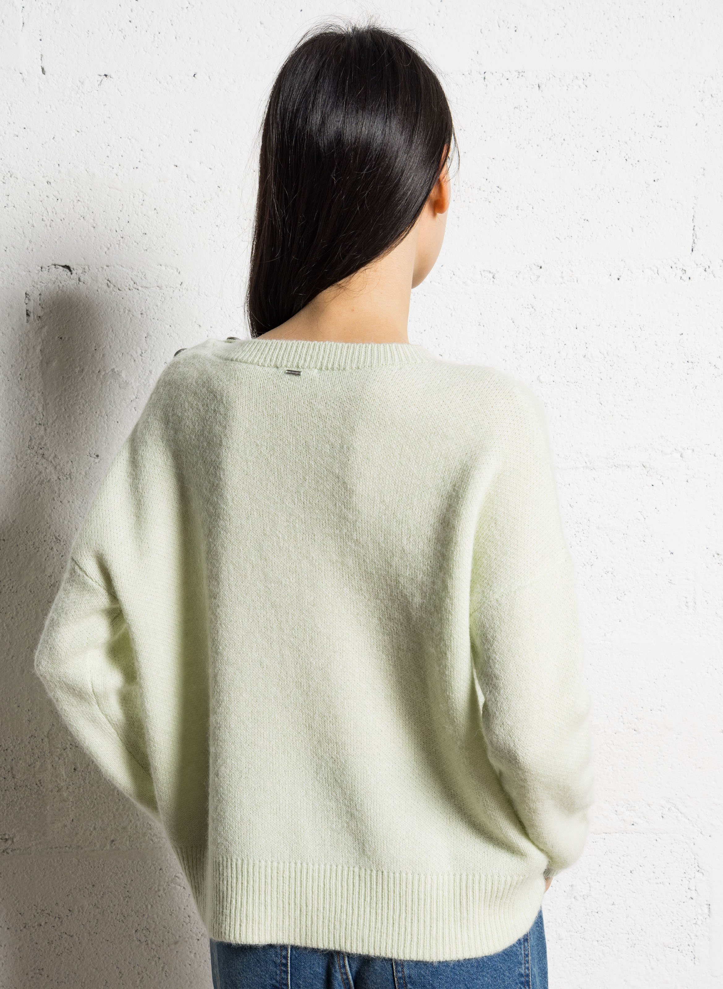 Pull droit col rond en maille IKKS Vert