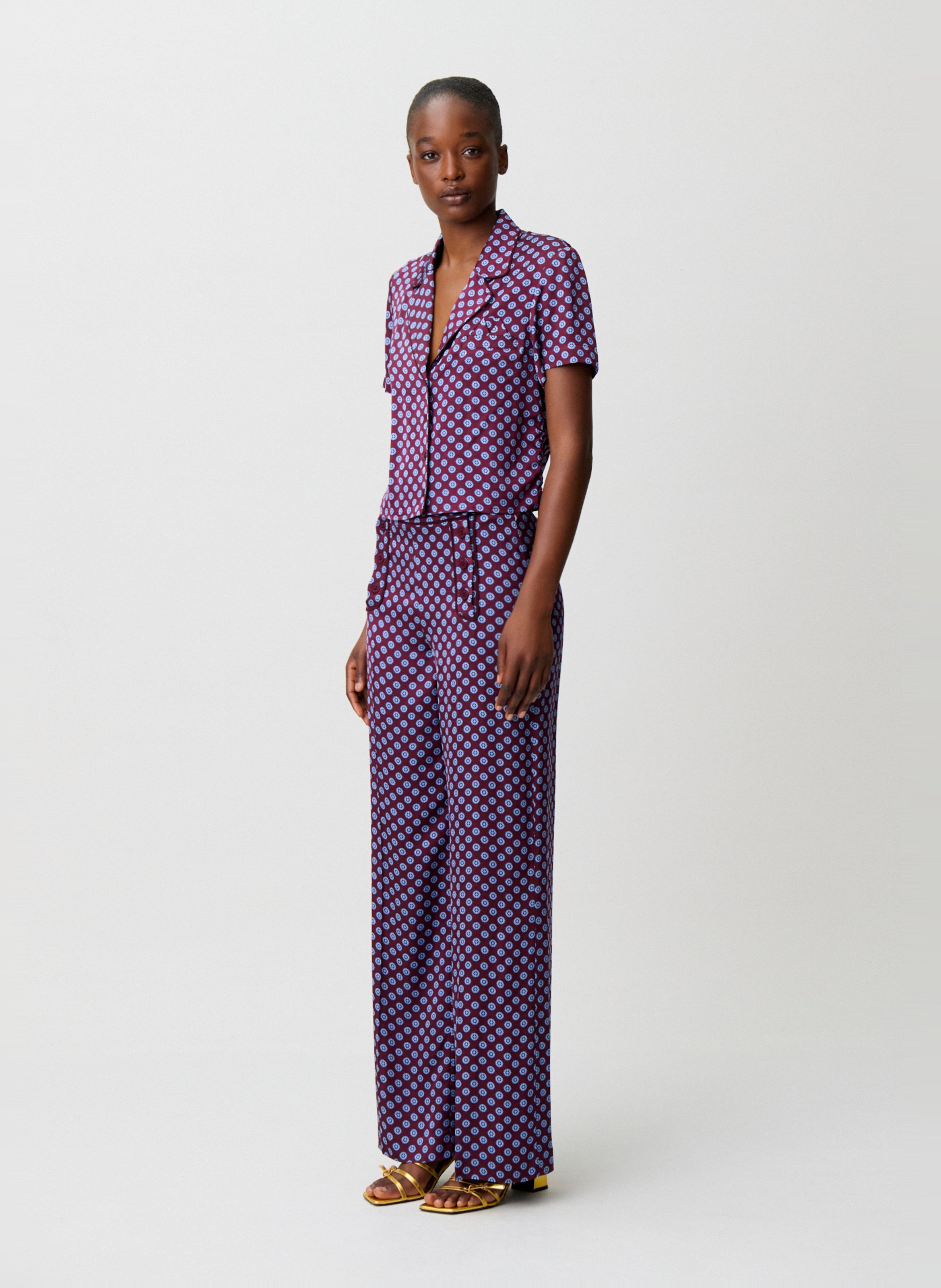 Chemise droite courte imprimée CLAUDIE PIERLOT Rouge