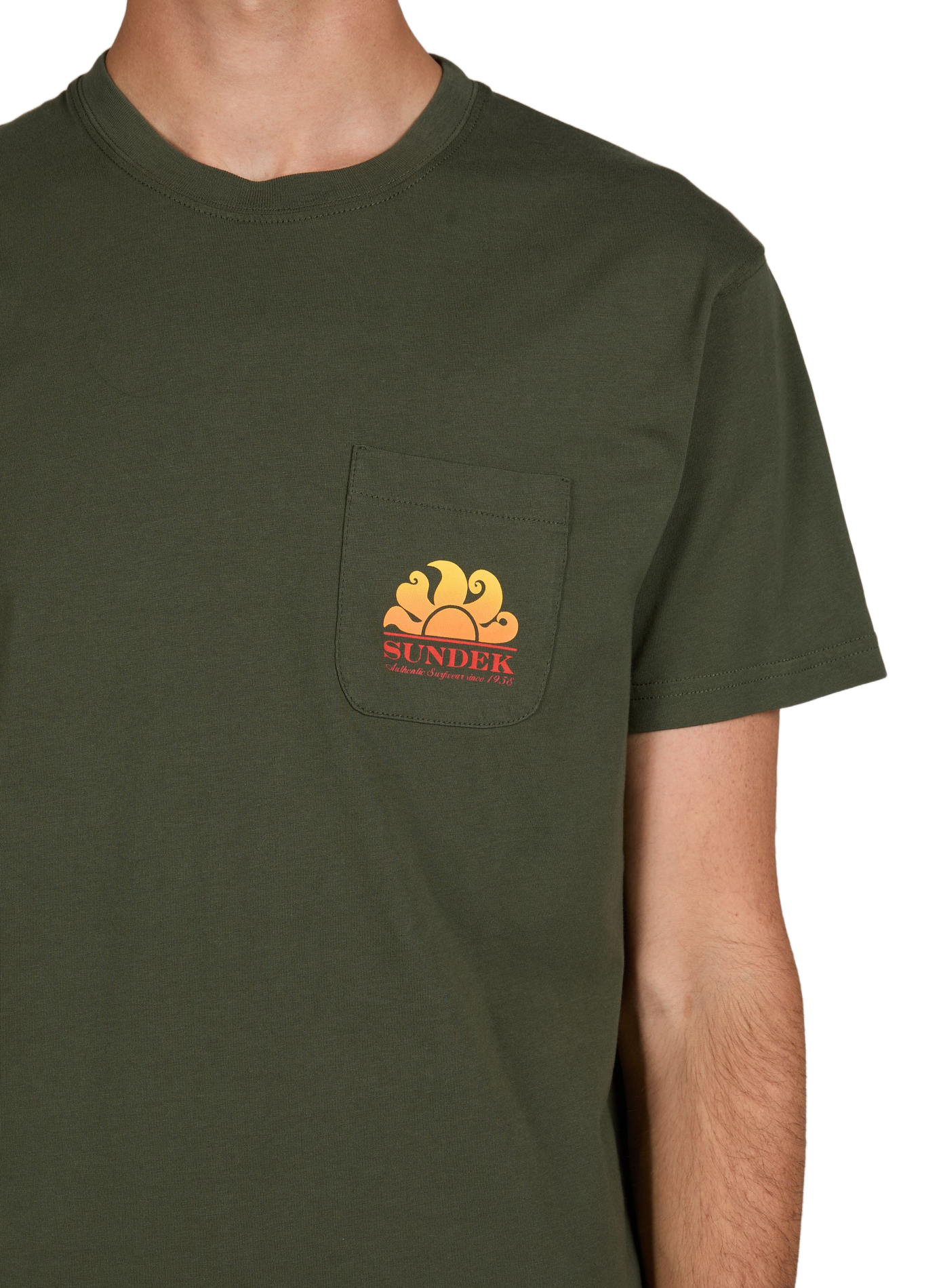 Round neck printed t-shirt SUNDEK Khaki
