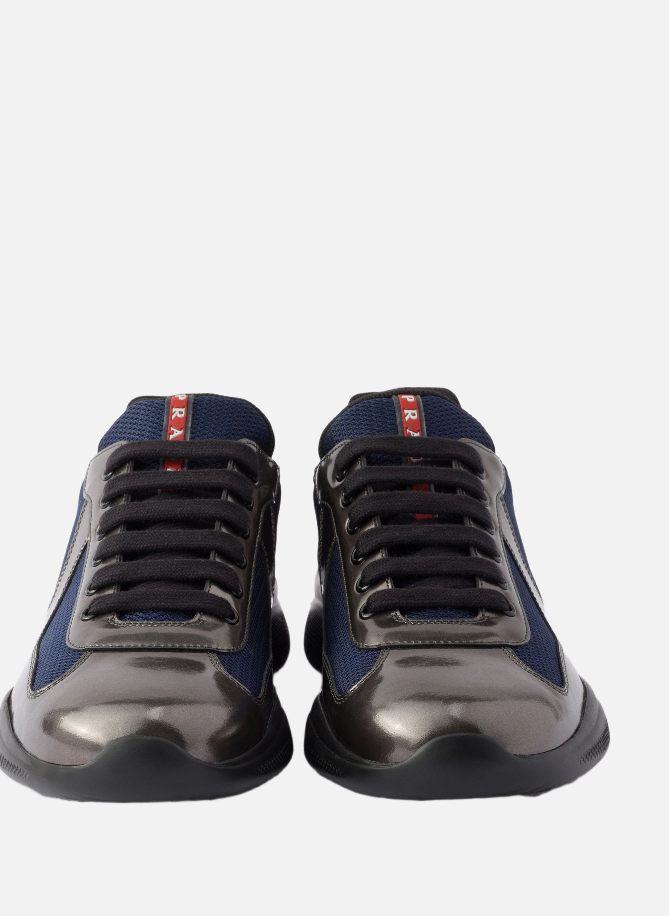 Baskets prada america’s cup en cuir métallisé et t PRADA Gris