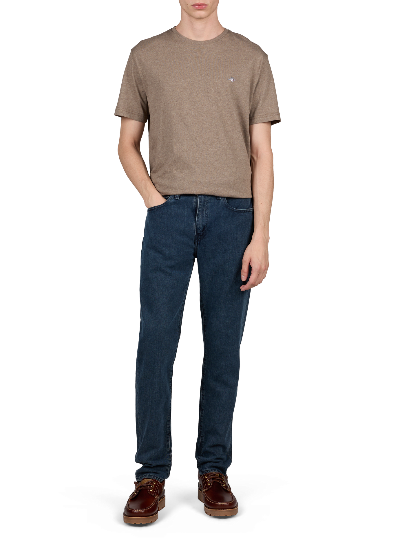 Plain Cotton T-shirt GANT Brown