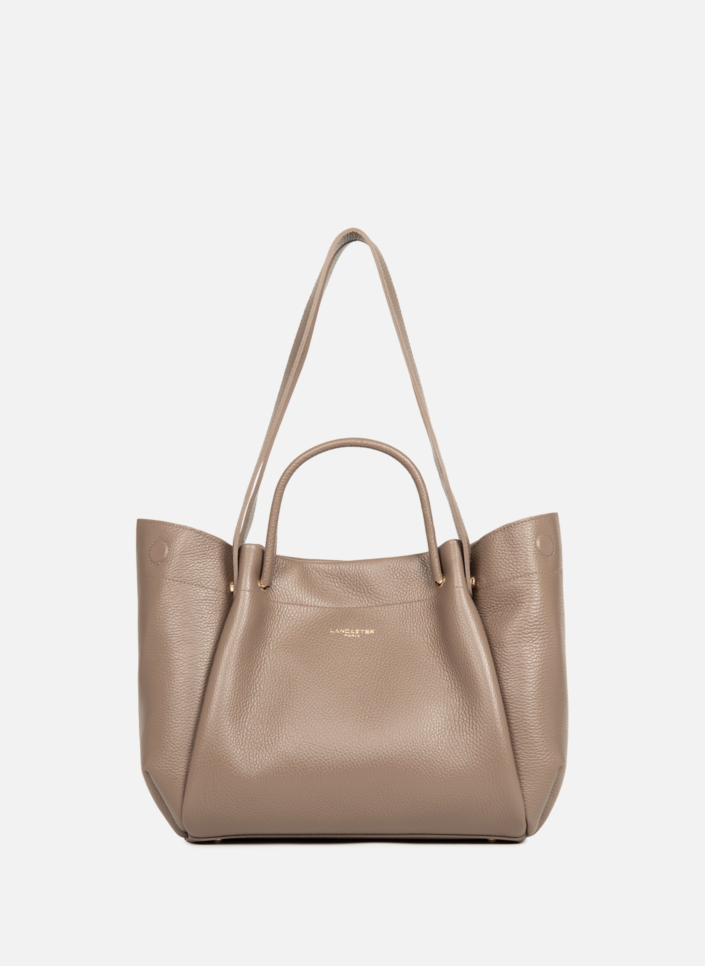Très grand sac cabas épaule - foulonné double louisa LANCASTER Marron