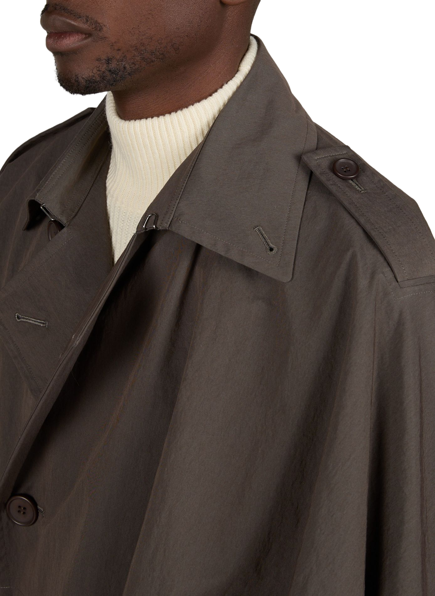 Mixed cotton trench coat ISSEY MIYAKE Brown