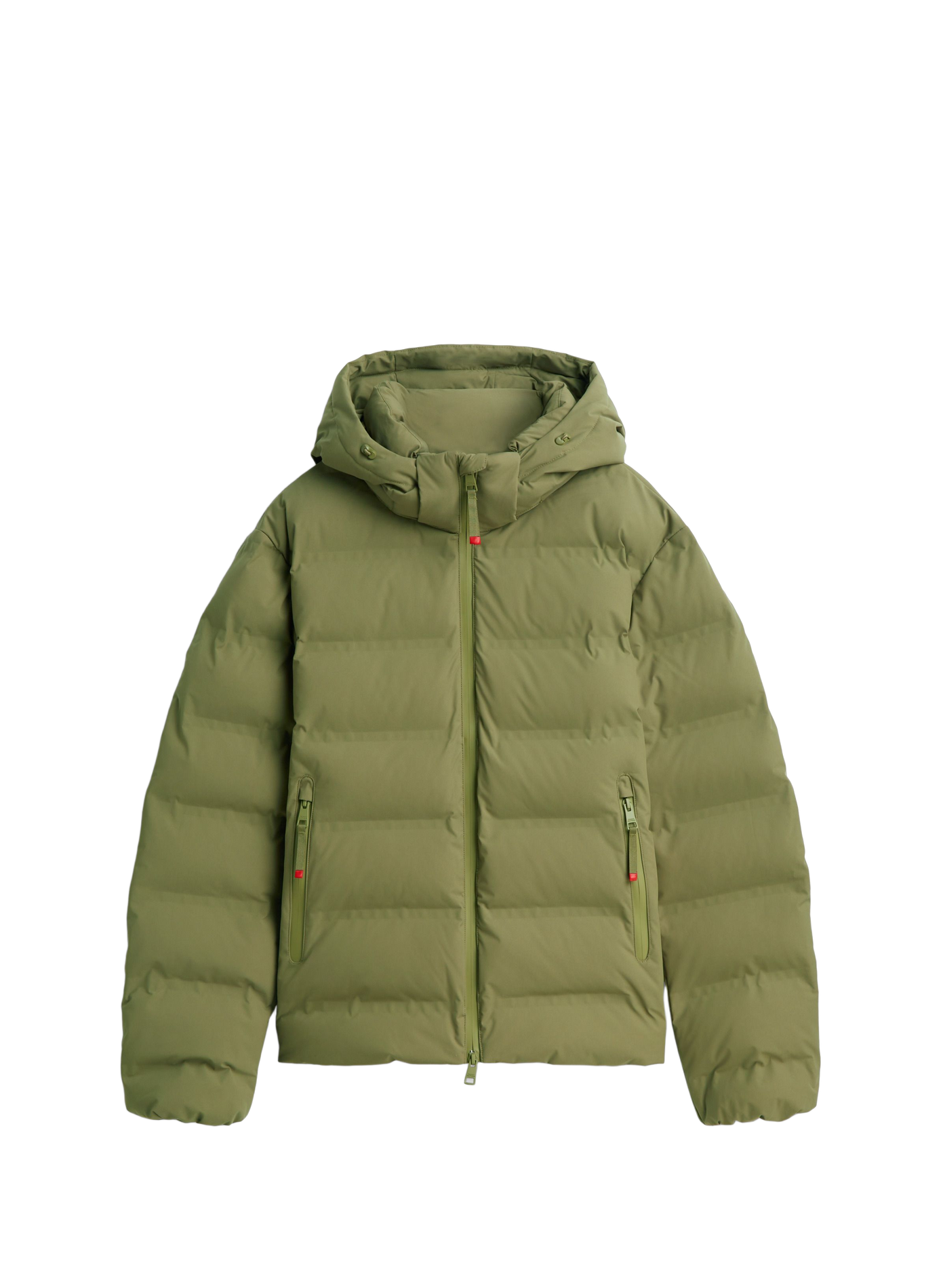 Straight puffer jacket with a high-neck hood TOMMY HILFIGER Green