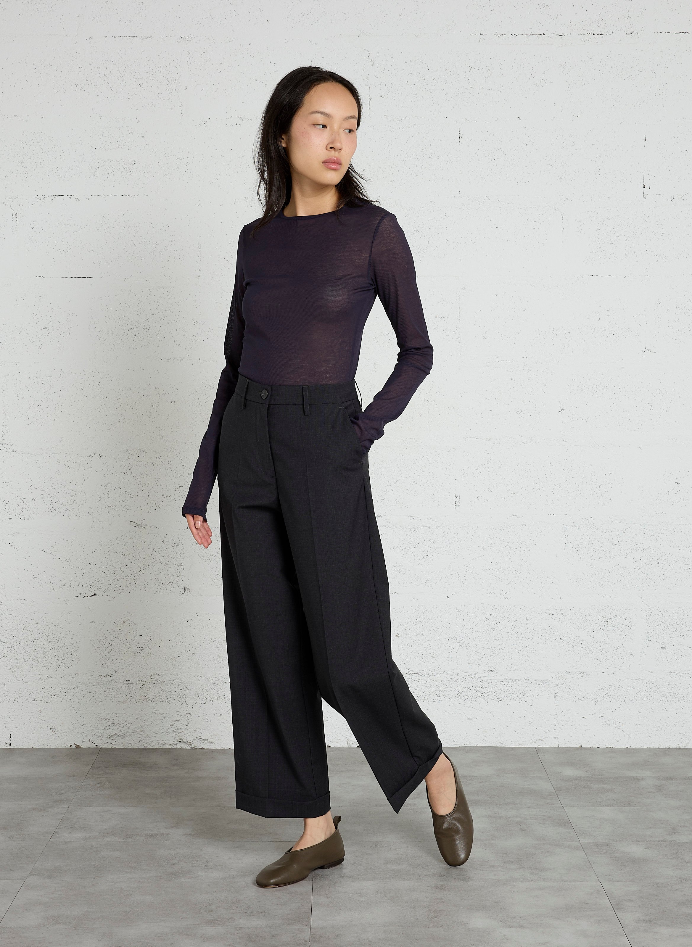 Ballerines en cuir bala SOEUR Kaki