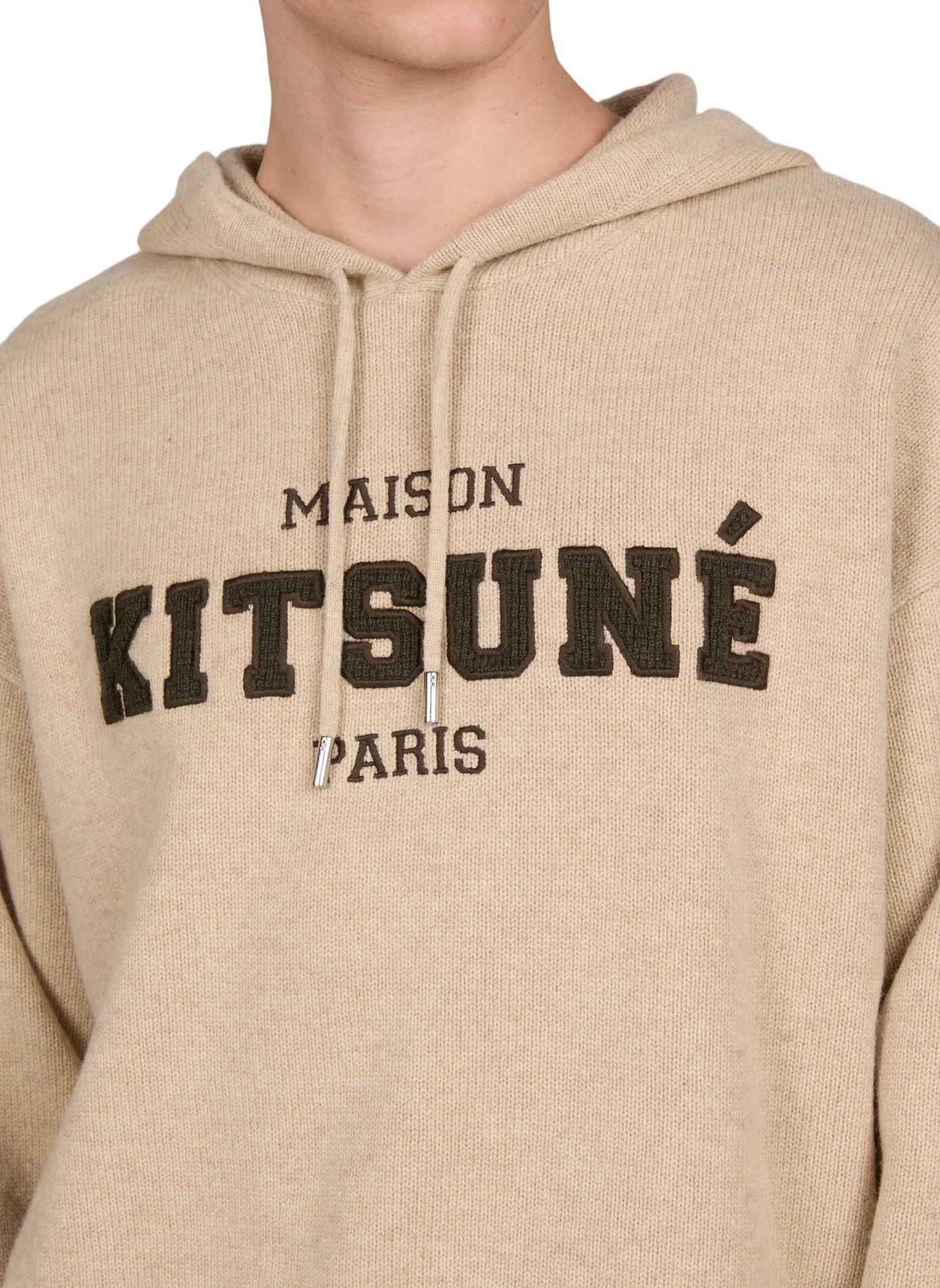 Oversized wool hooded sweater MAISON KITSUNÉ Beige