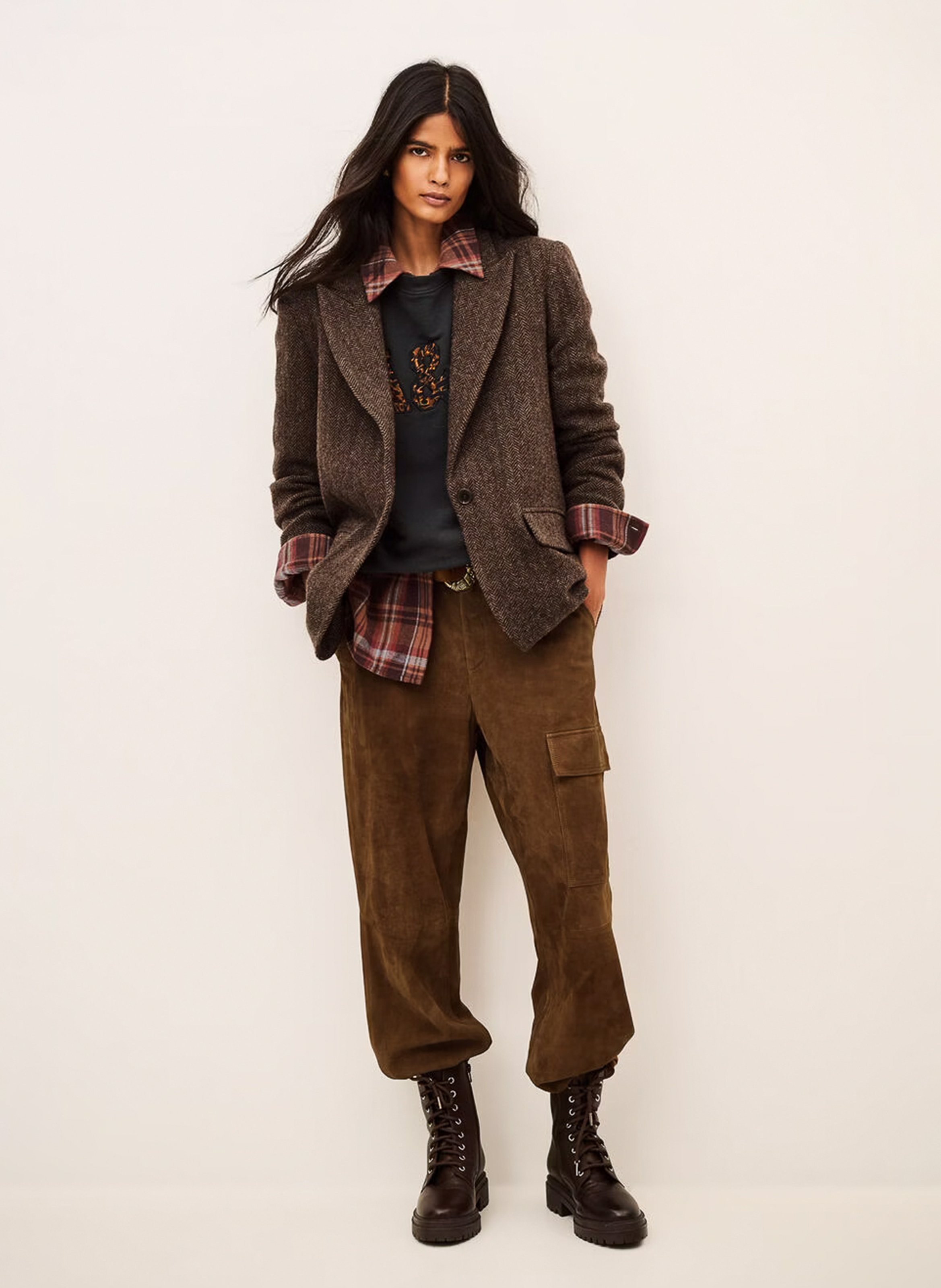 Veste tailleur droite en laine mélangée kast BA&SH Marron