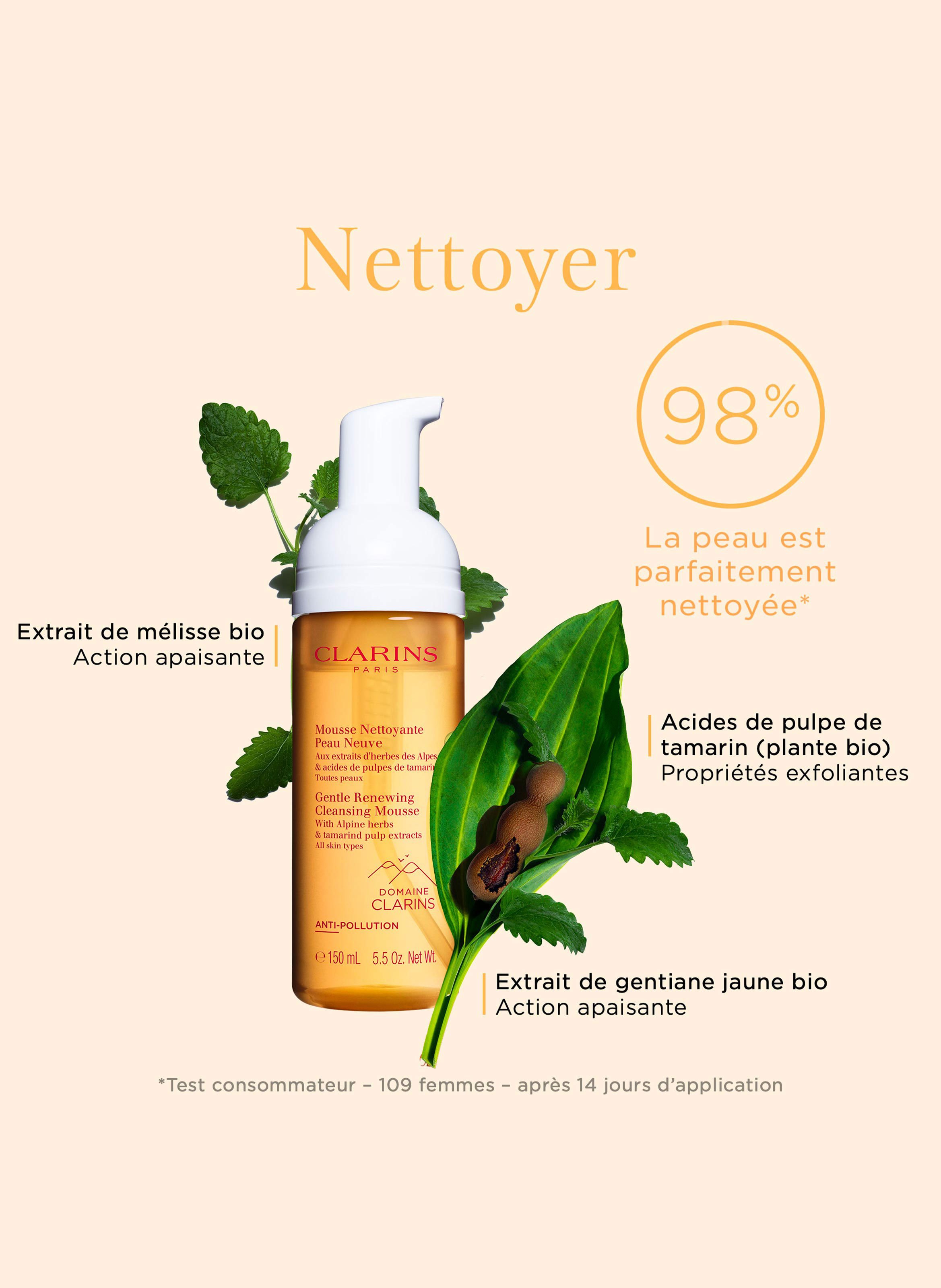 Mousse Nettoyante Peau Neuve Toutes Peaux CLARINS No color