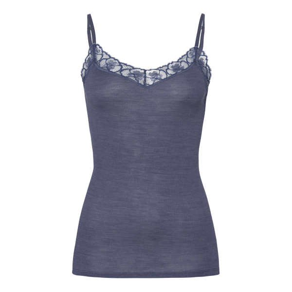 Hanro Waistcoat Top With Thin Straps In Blue