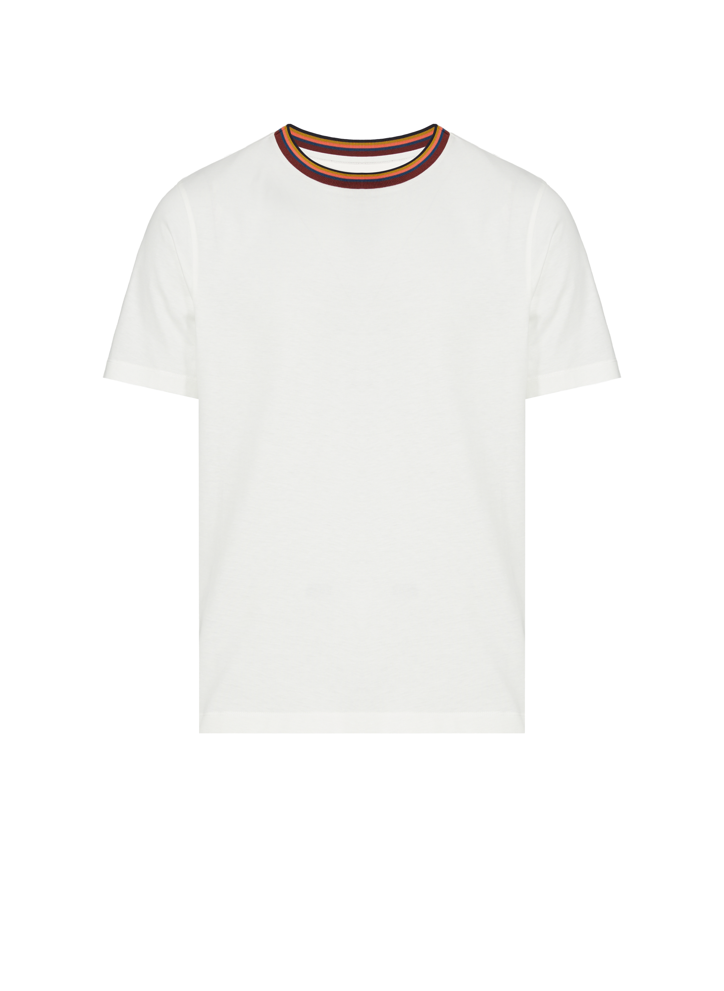 T-shirt bandes colorées sur col Blanc