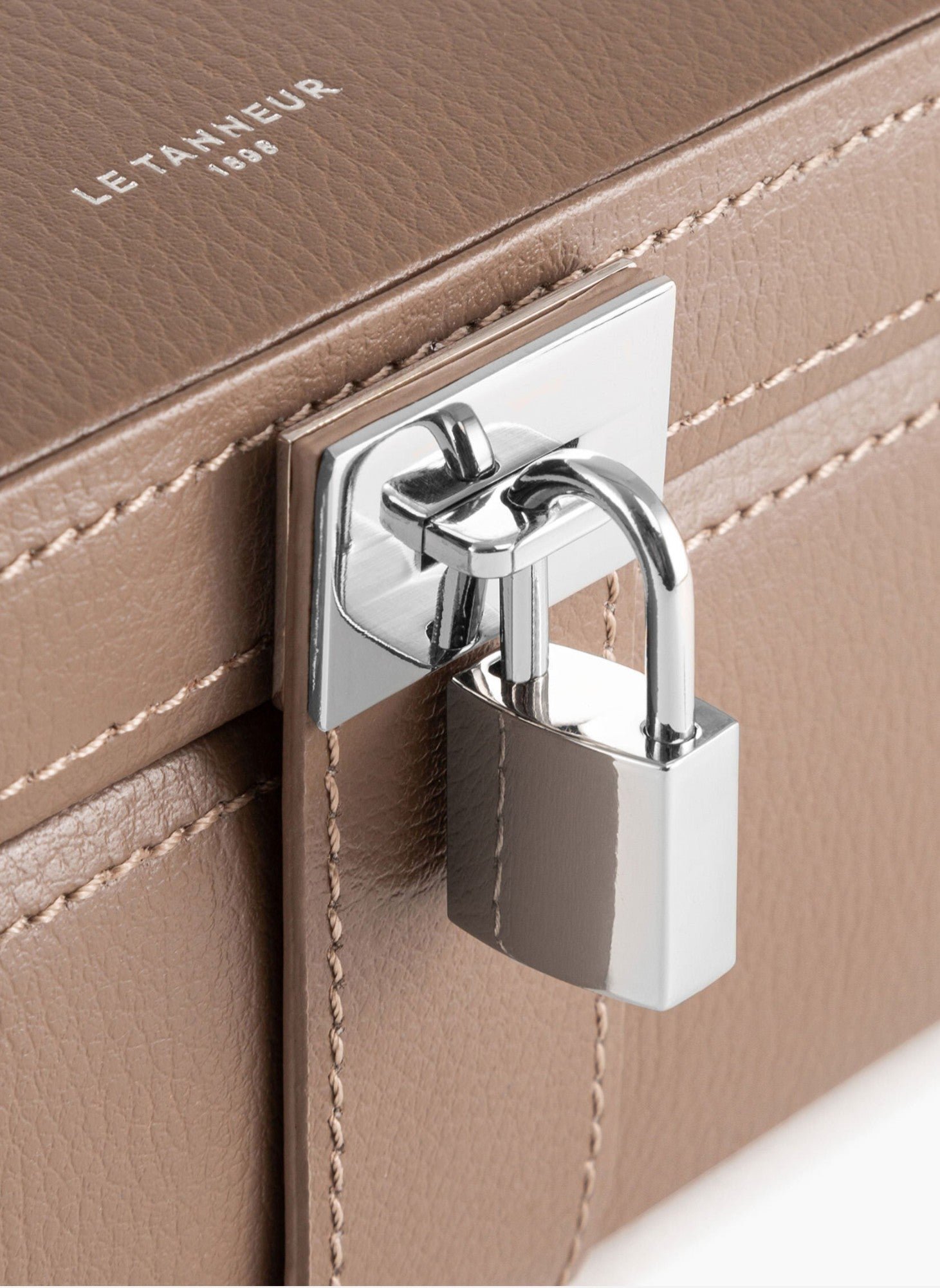 Boîte à bijoux moyen modèle en cuir LE TANNEUR Marron