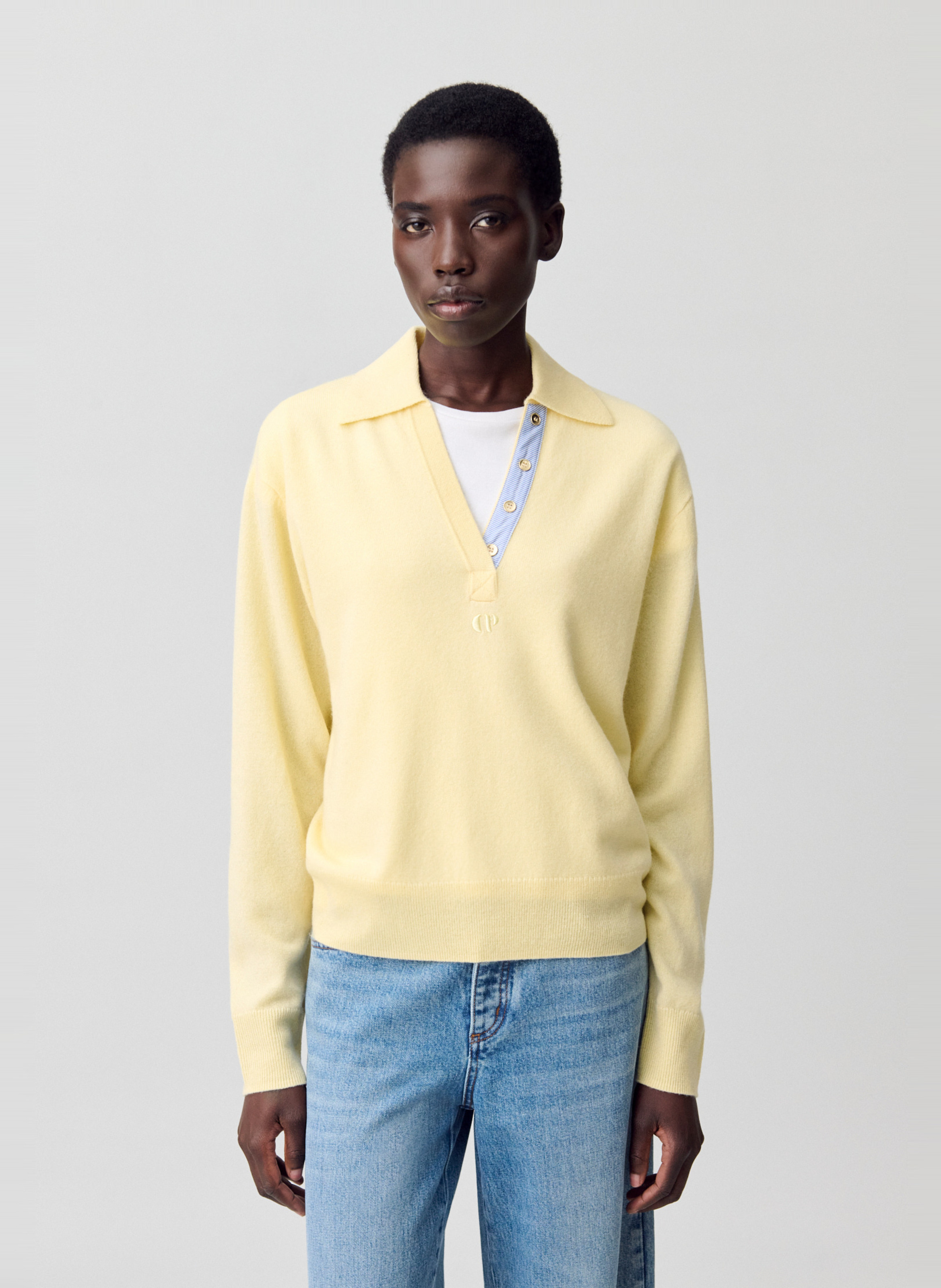 Polo droit en laine mélangée CLAUDIE PIERLOT Jaune