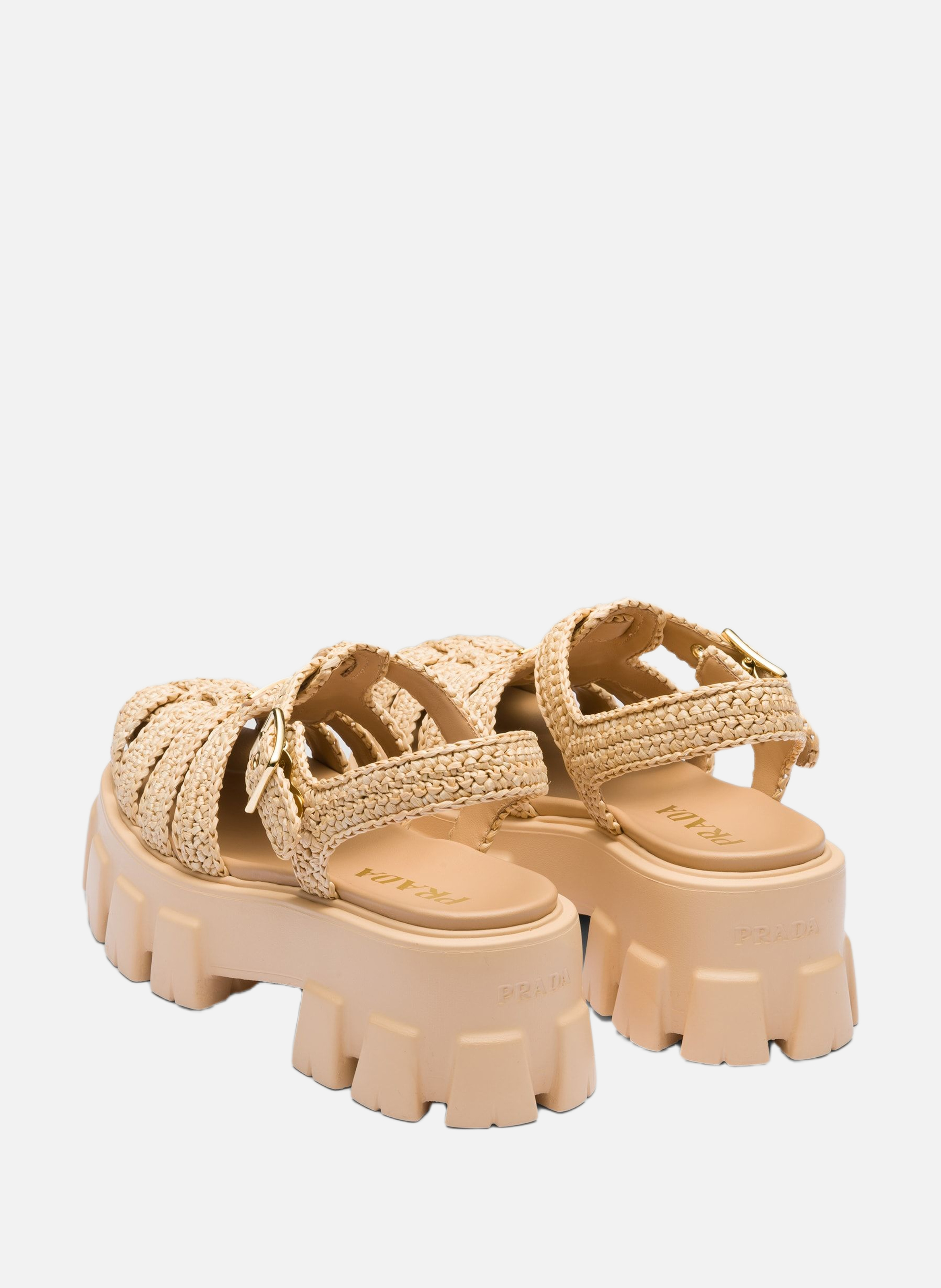 Sandales monolith en crochet PRADA Beige