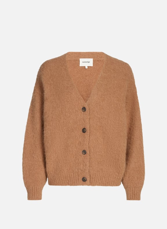 Wuley Mohair and Alpaca Blend Cardigan Brown by SAISON 1865 SAISON 1865 Wuley Mohair and Alpaca Blend Cardigan Brown
