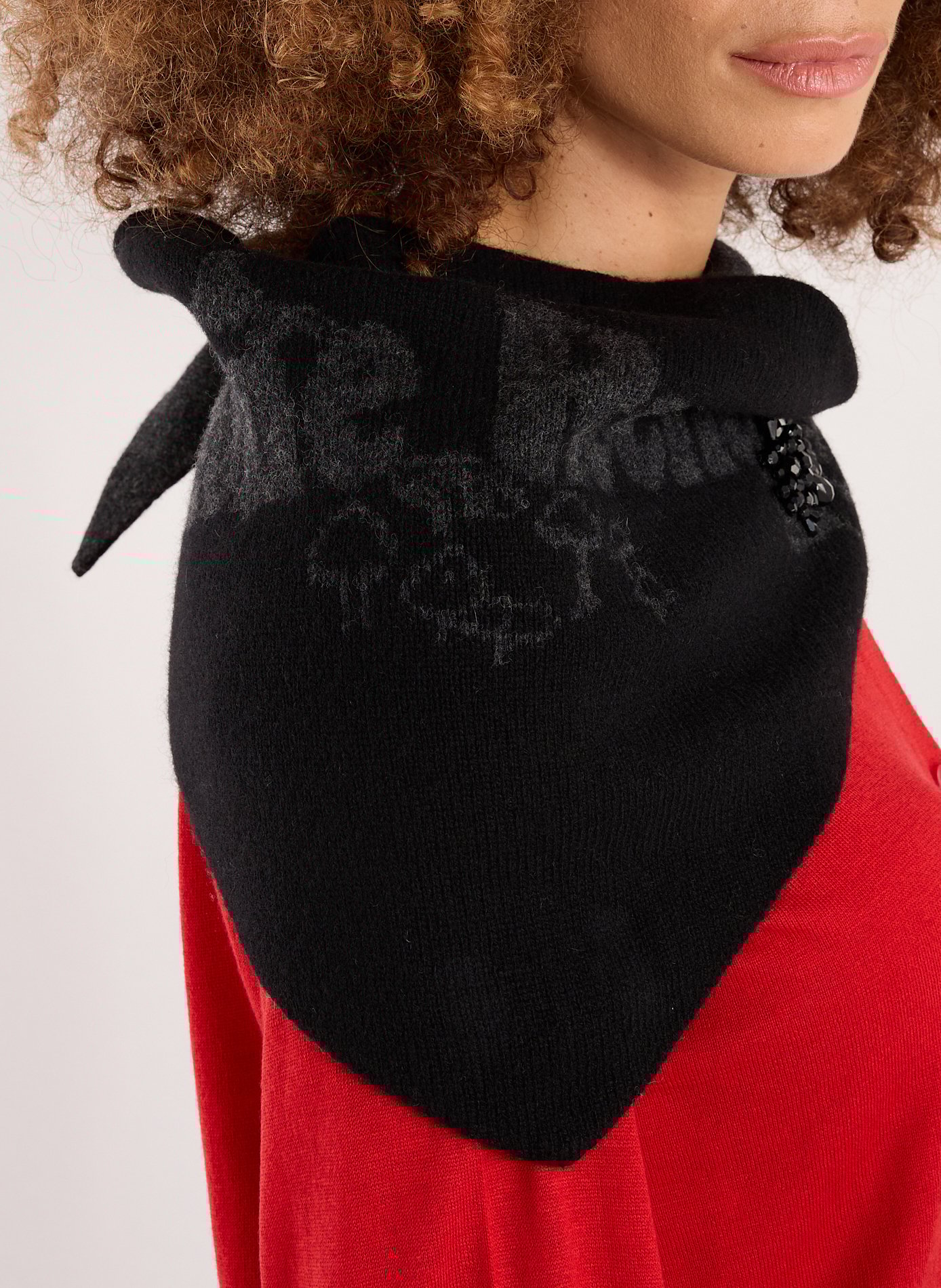 Knitted scarf with graphic logo in wool SIMONE ROCHA Black