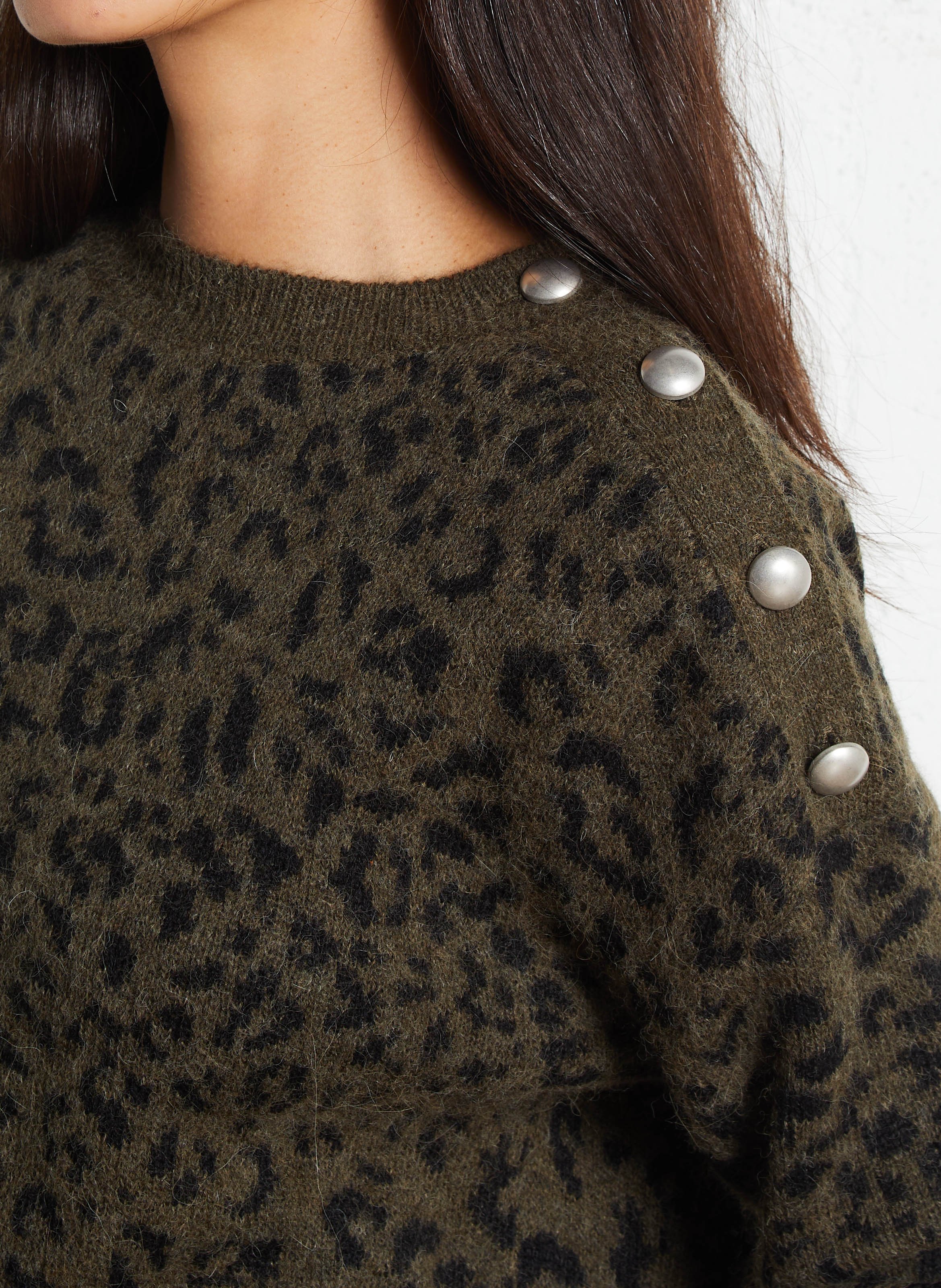 Pull droit col rond imprimé IKKS Kaki