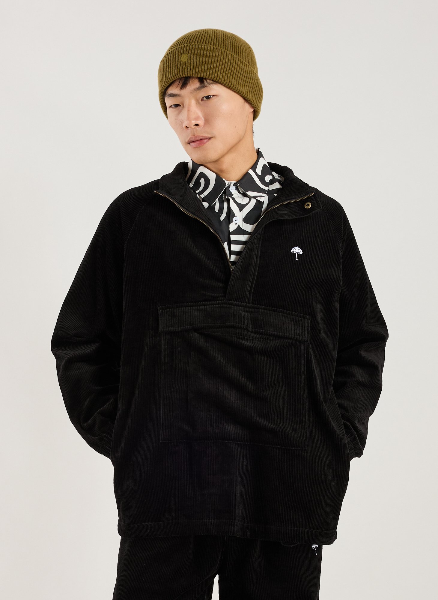 HELAS CAPS Blouson col montant en coton mélangé Noir