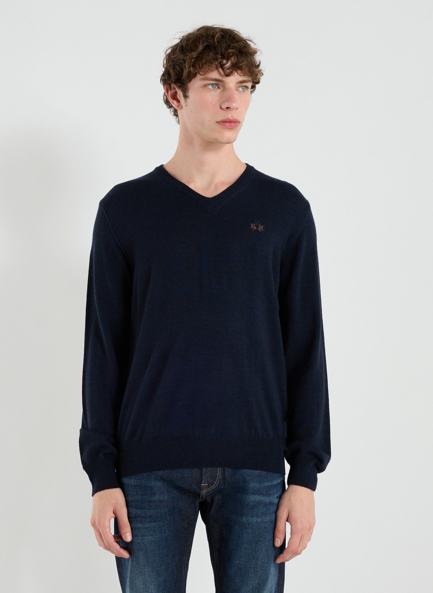 LA MARTINA Wool V-neck Jumper Blue