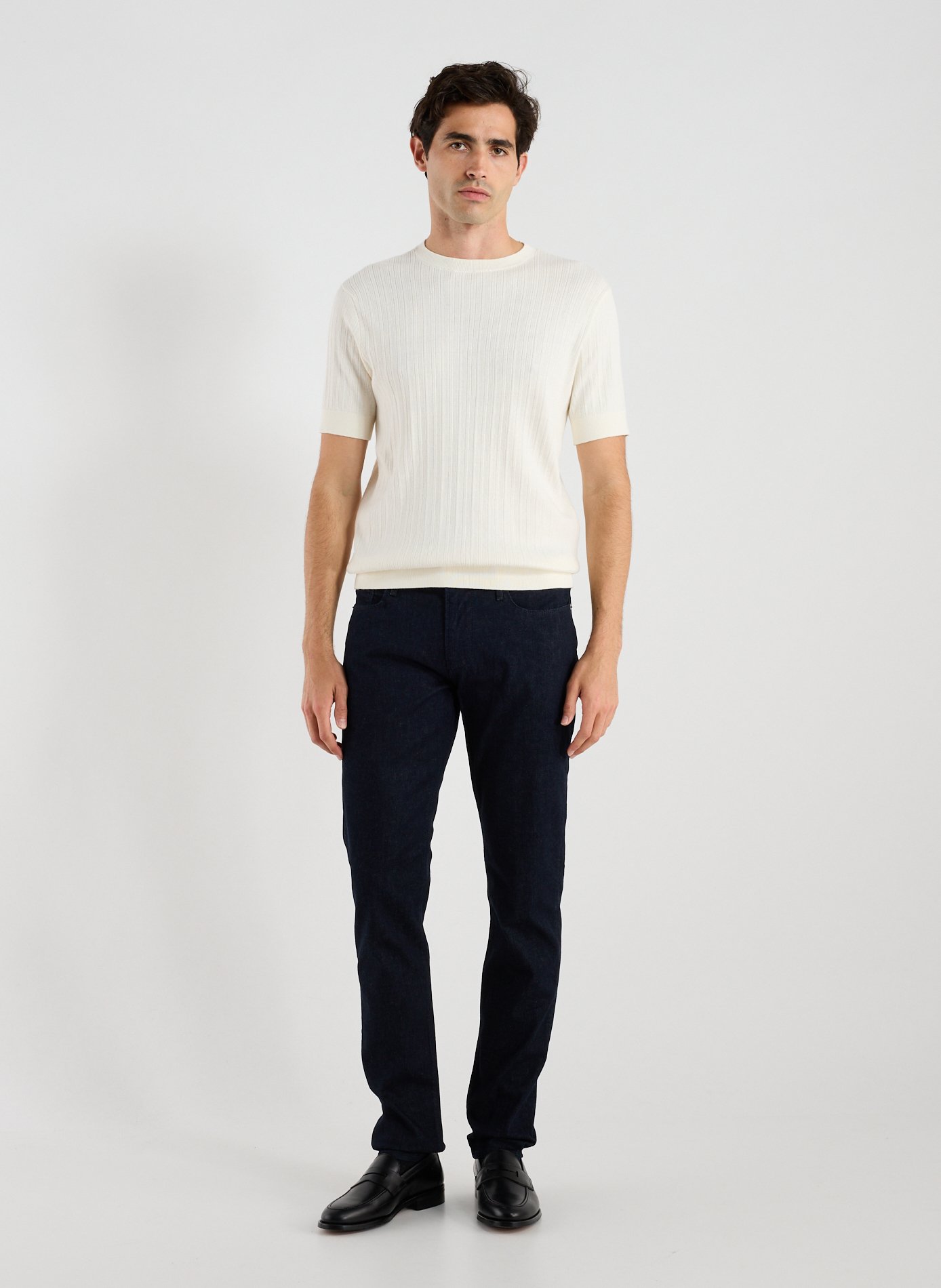 Round neck T-shirt in cotton and cashmere EMPORIO ARMANI Beige