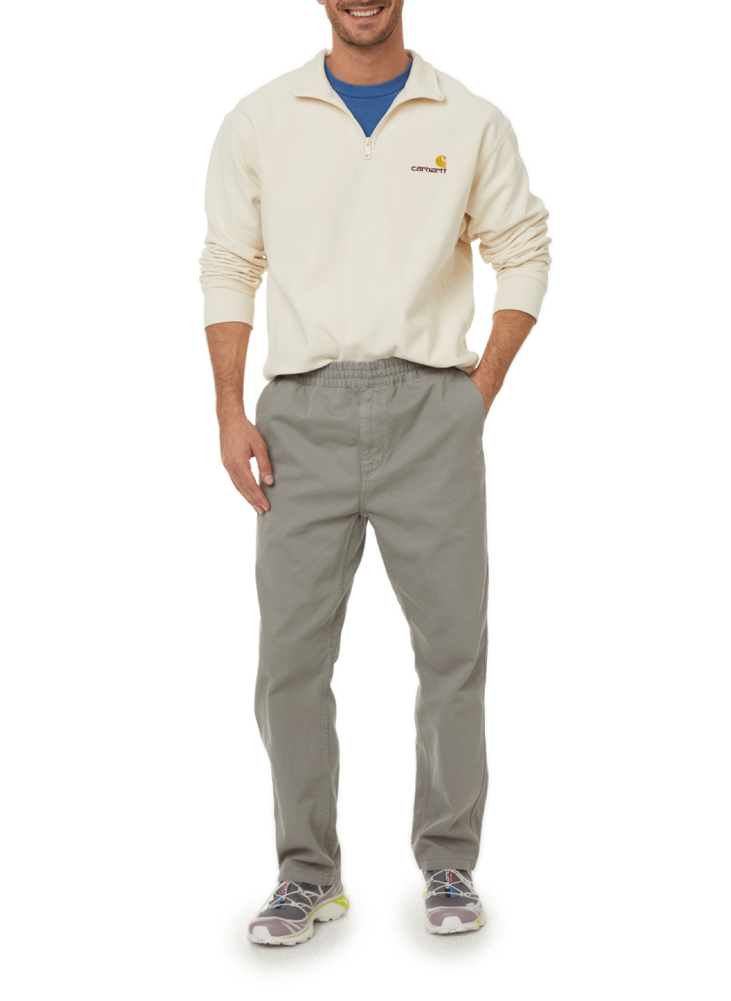 Sweatshirt col zippé en coton mélangé CARHARTT WIP Beige