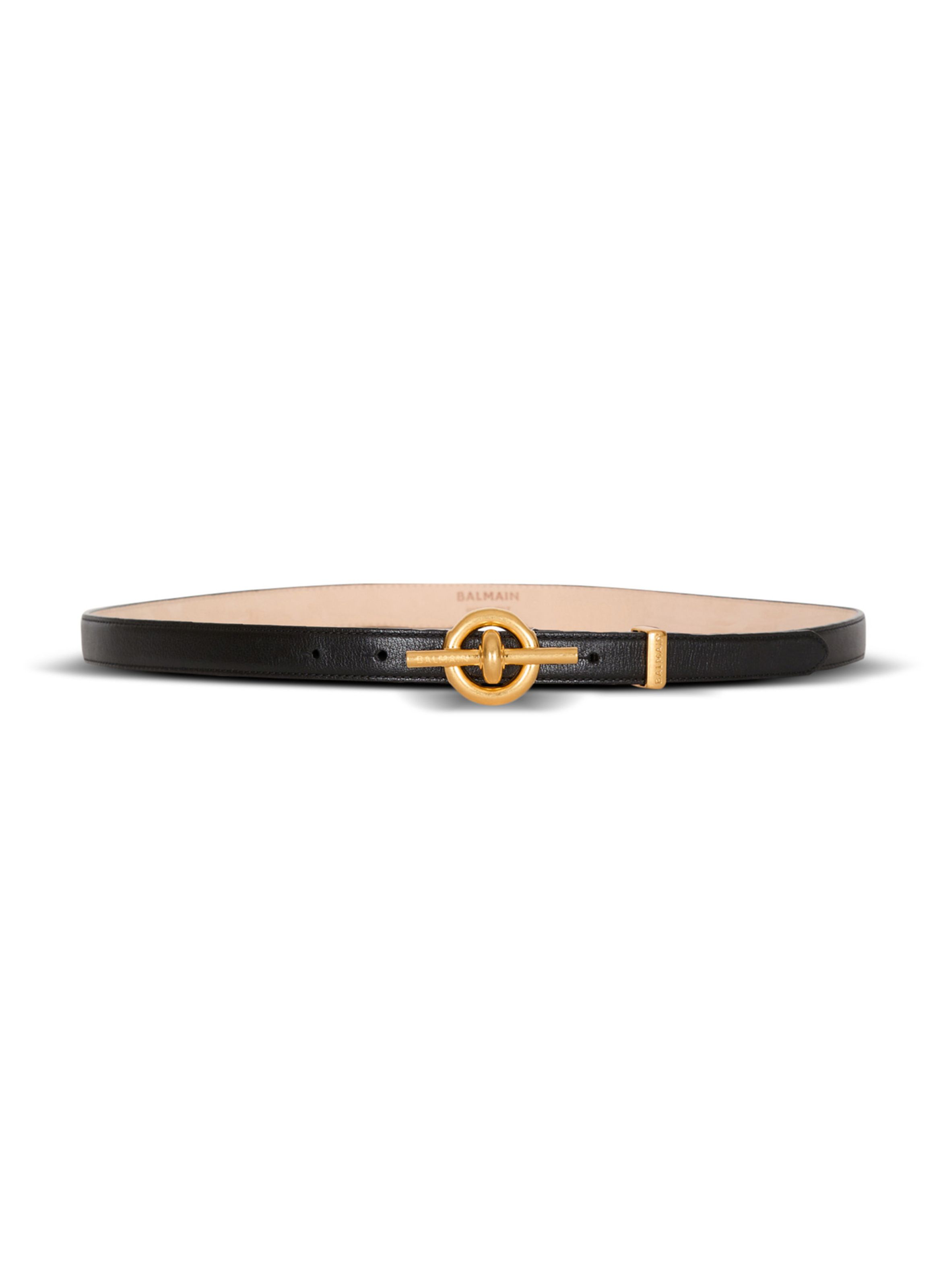 Ceinture t-bar en cuir de veau BALMAIN Noir