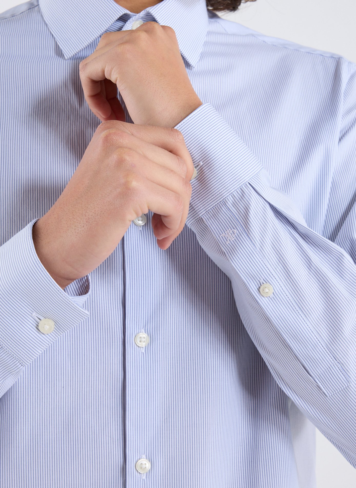 Striped slim fit shirt in blended cotton CALVIN KLEIN Blue