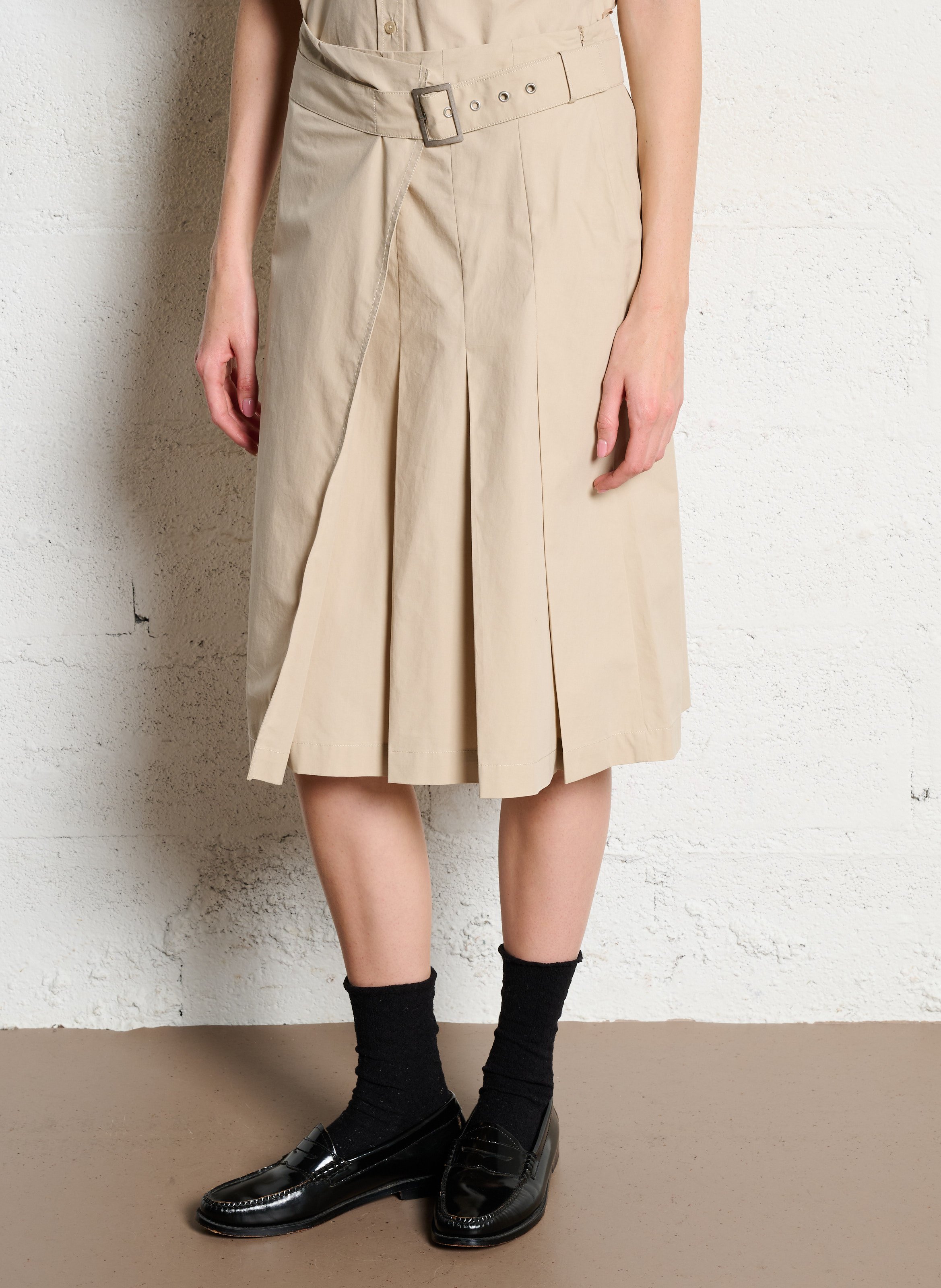 Jupe évasée en coton IKKS Beige