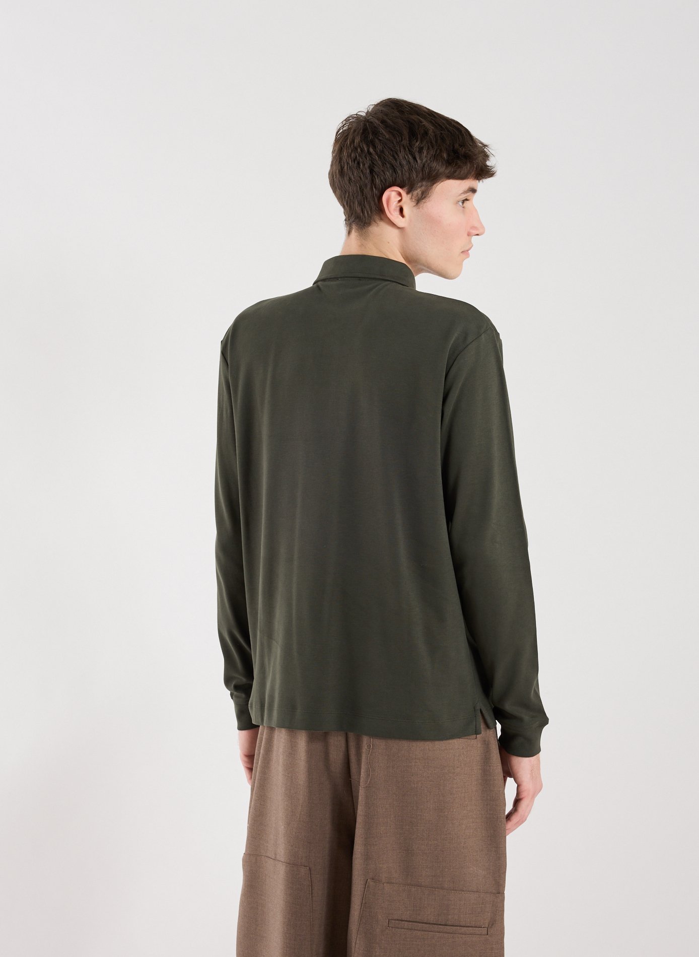 Long-sleeved cotton polo shirt SUNSPEL Black