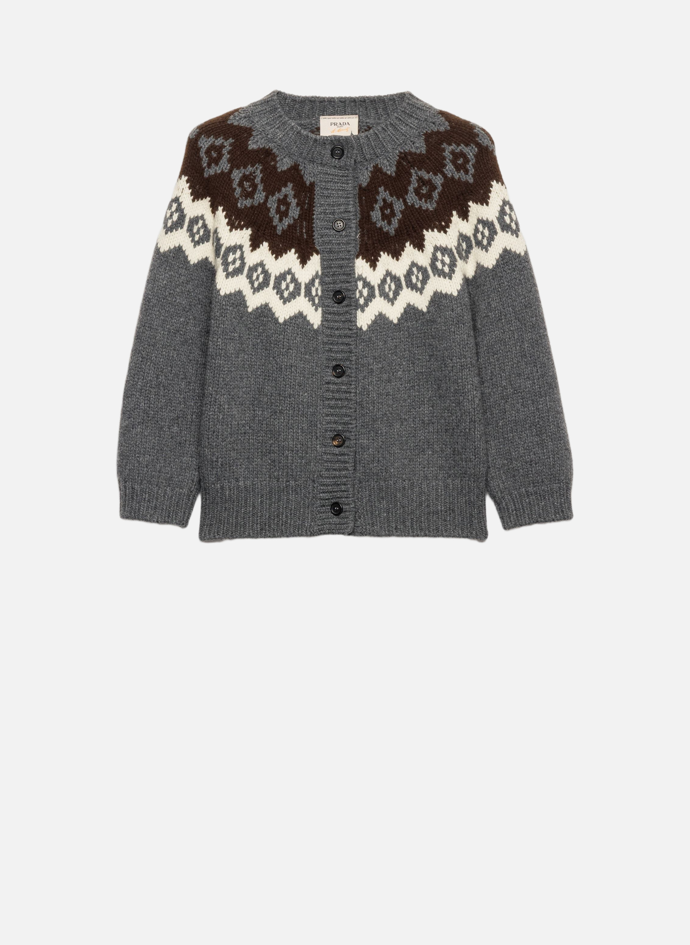 Cardigan en laine et cachemire PRADA Gris