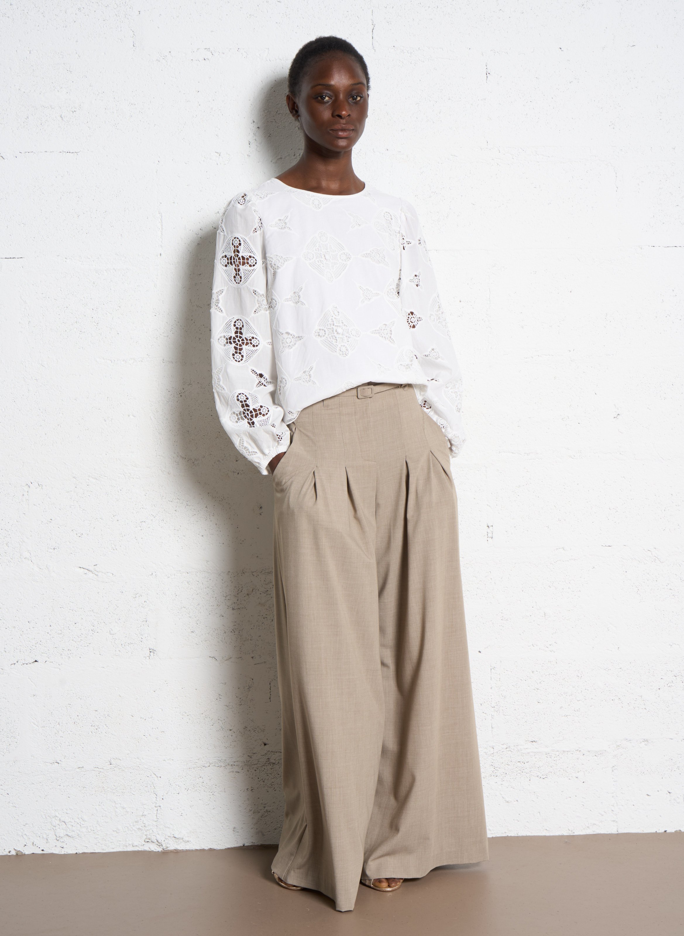 Blouse droite en coton mélangé palma MAISON 123 Blanc