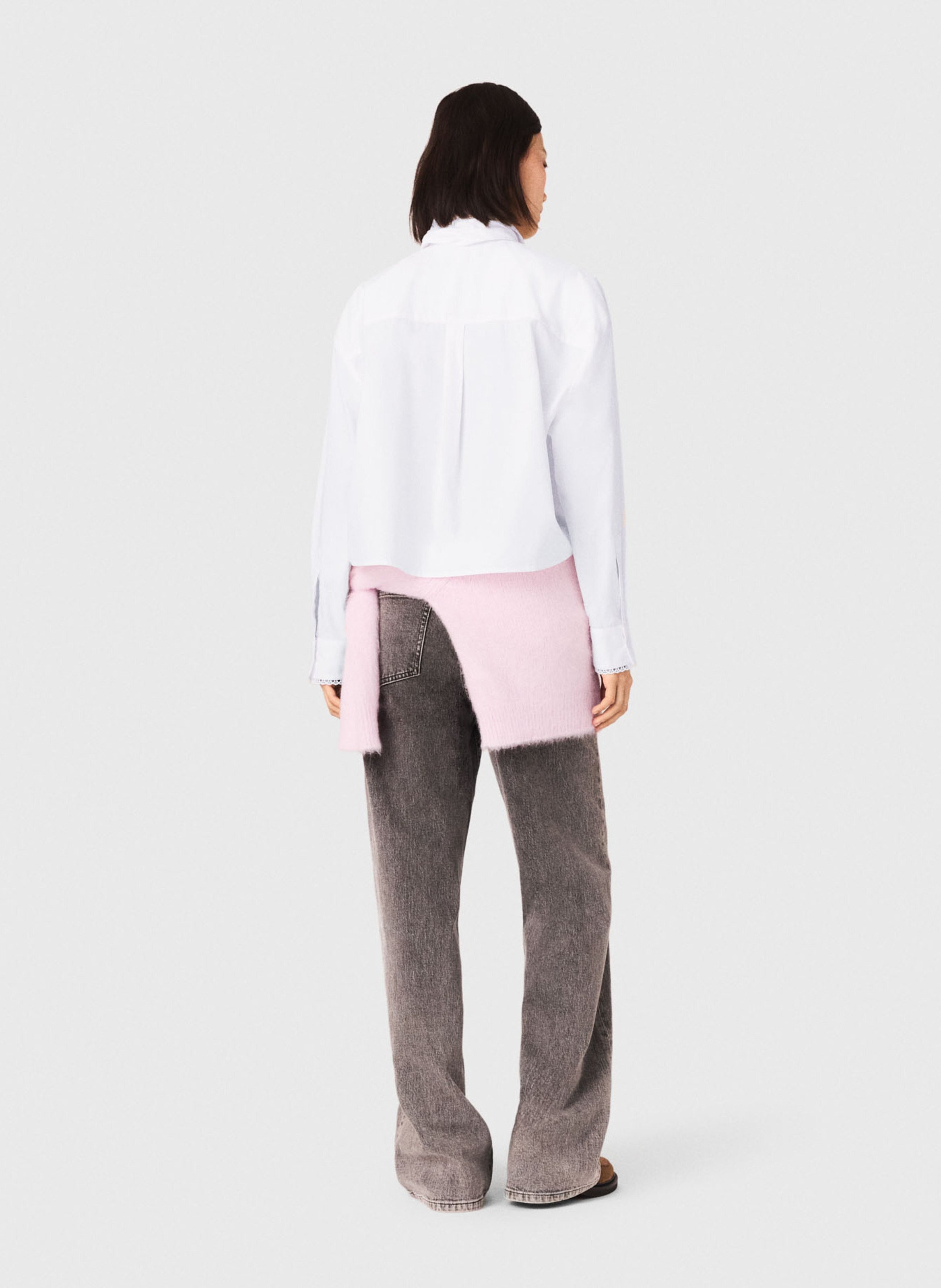 Chemise oversize col lavallière en coton MAJE Blanc