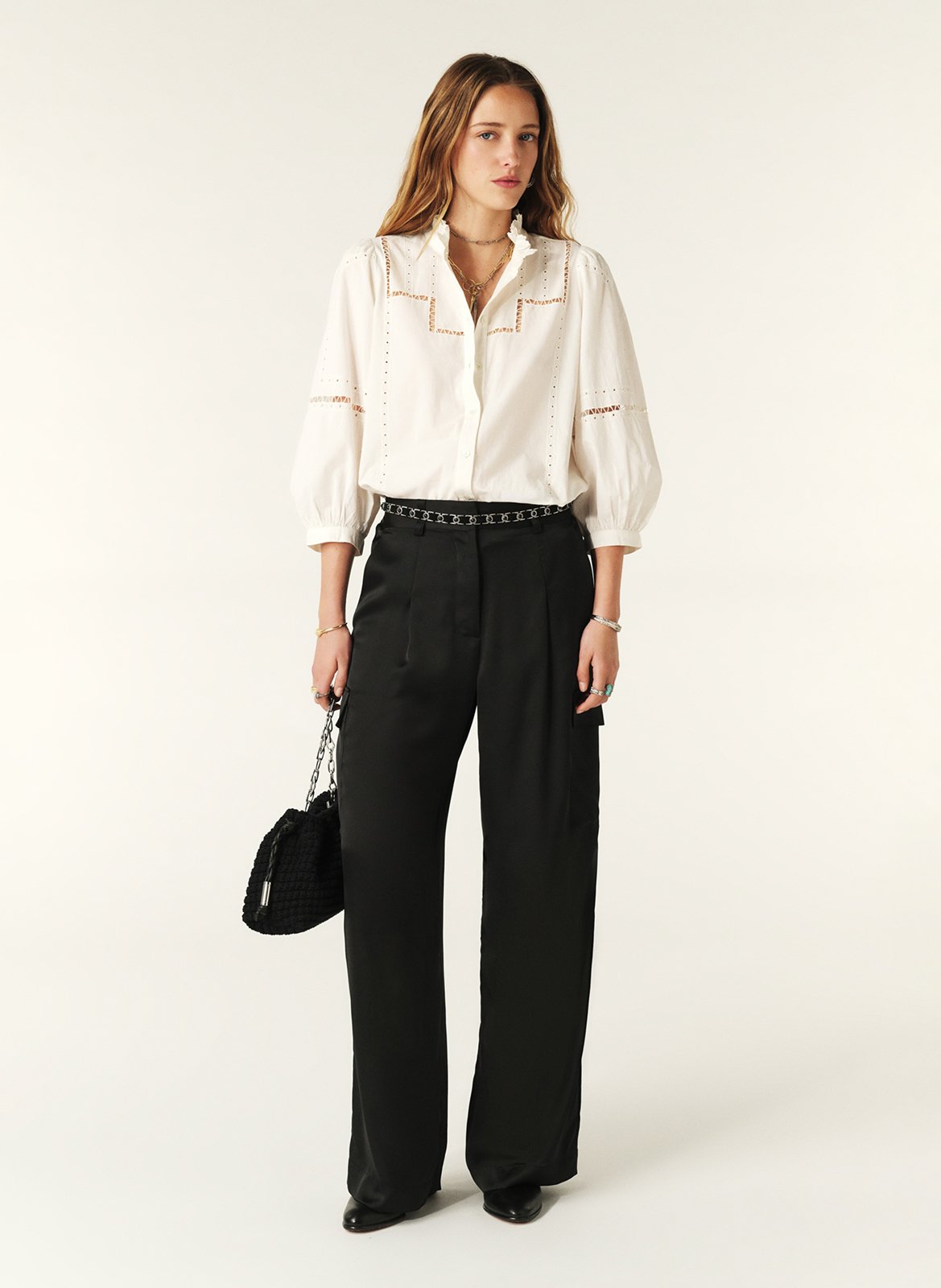 Pantalon large taille haute cary BA&SH Noir