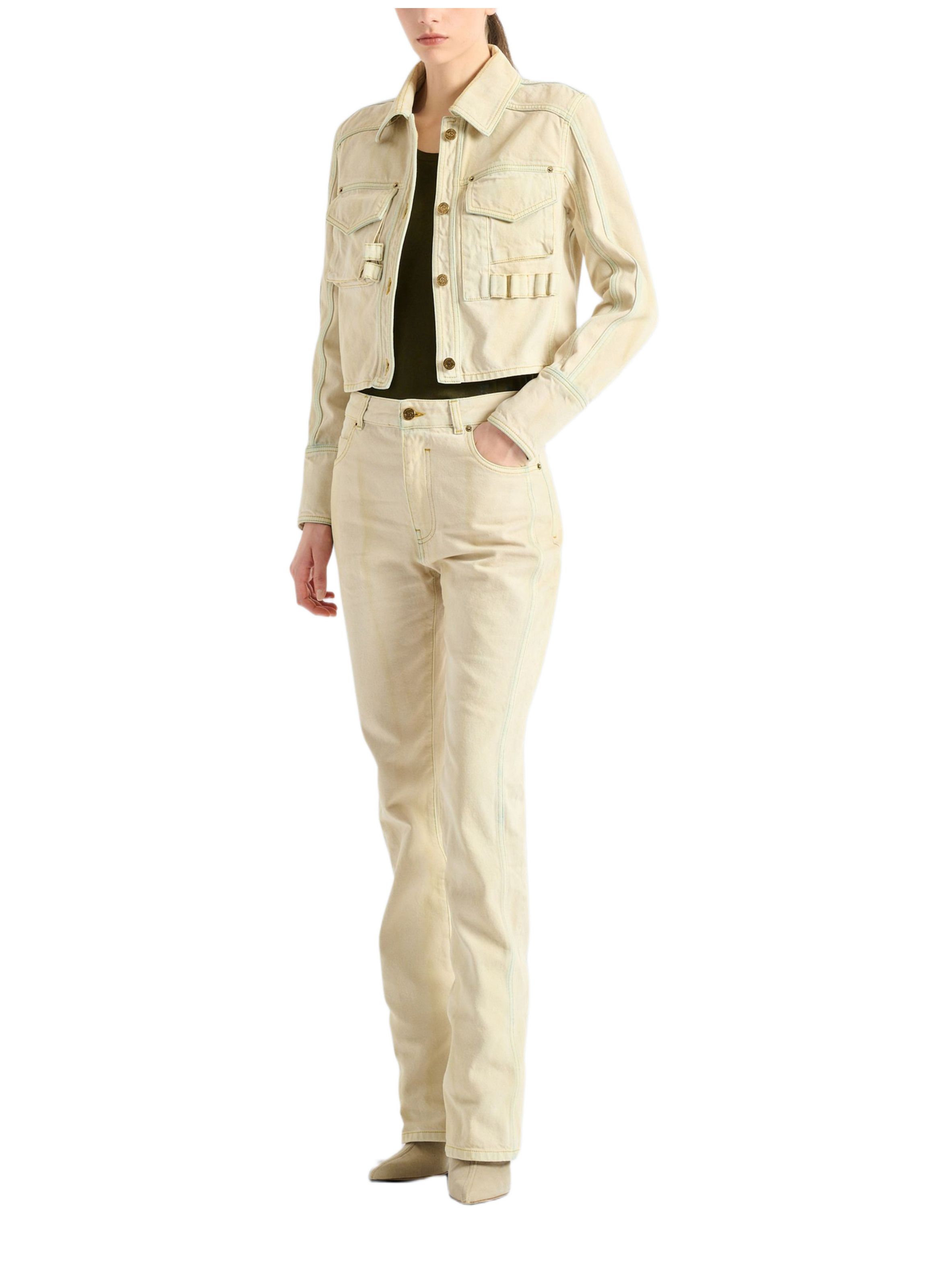 Veste en denim délavé BALMAIN Beige