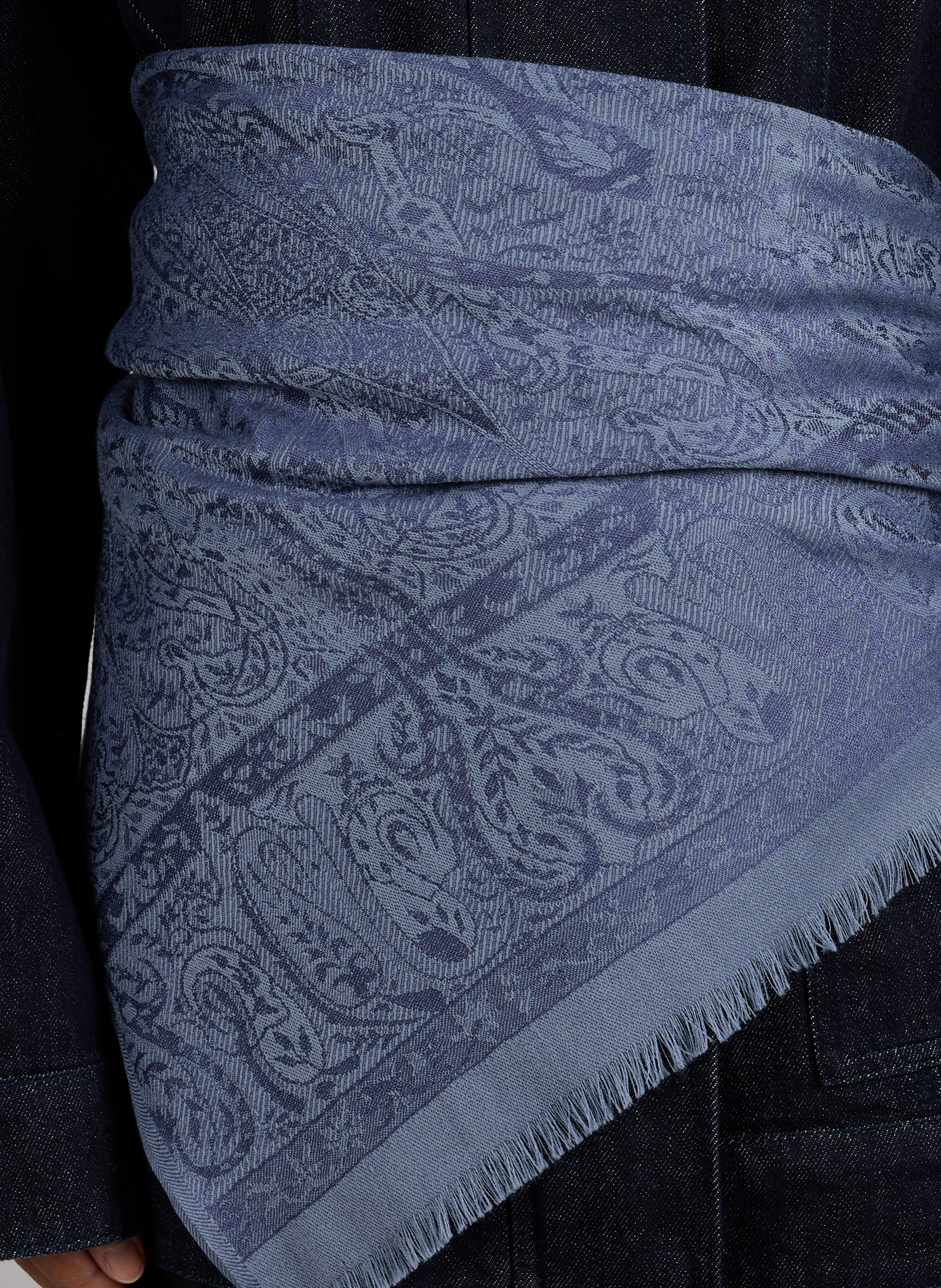 Wool and silk scarf PETRUSSE Blue