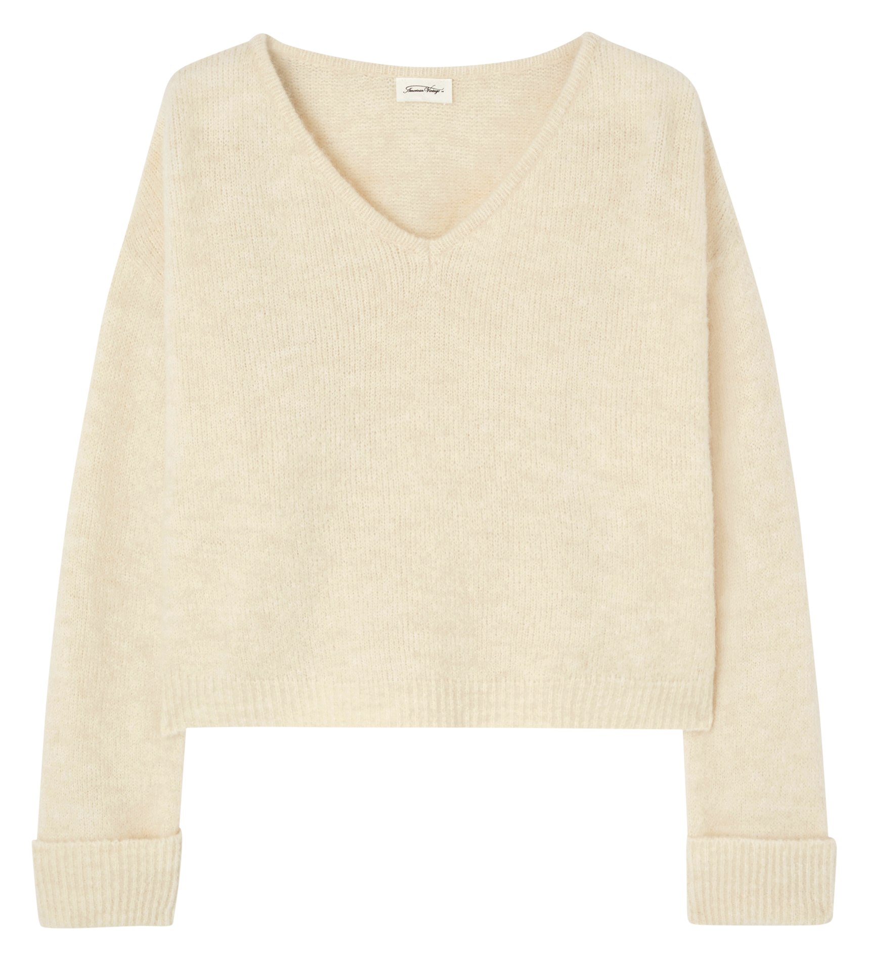 Pull oversize à col v east AMERICAN VINTAGE Beige
