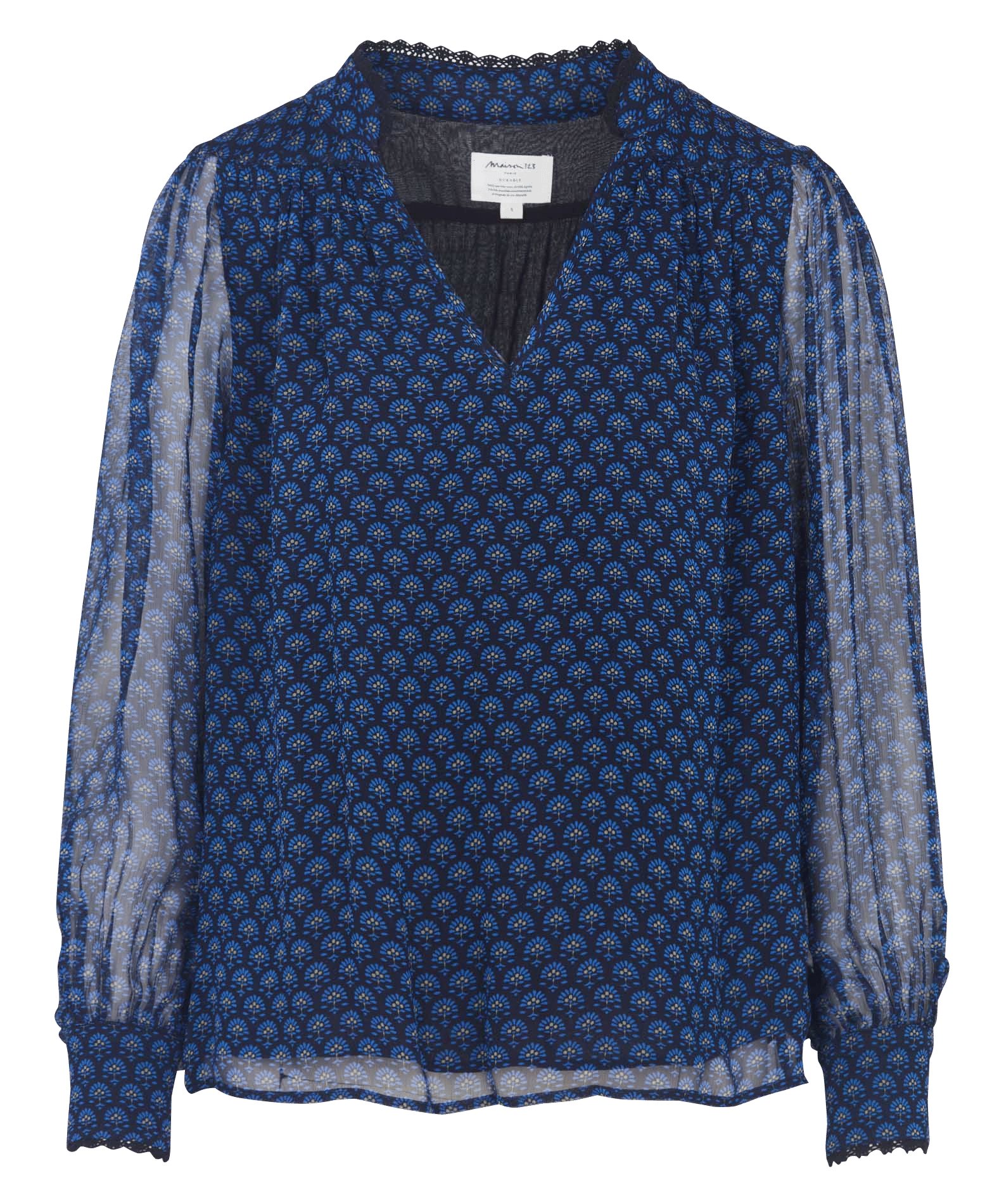 Blouse droite col v imprimée doriane MAISON 123 Bleu