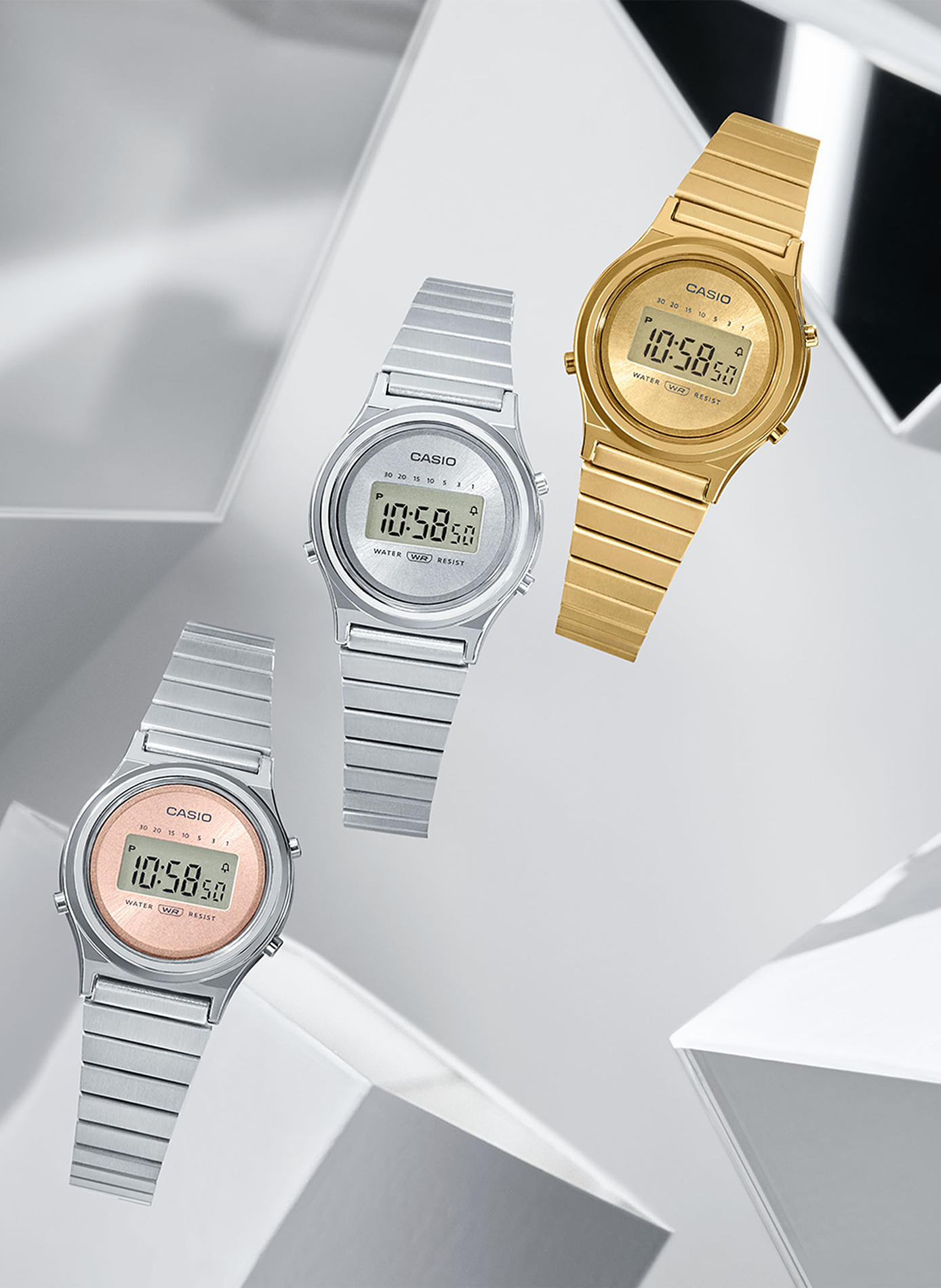 Montre digitale Mini en acier inoxydable et résine CASIO Argent