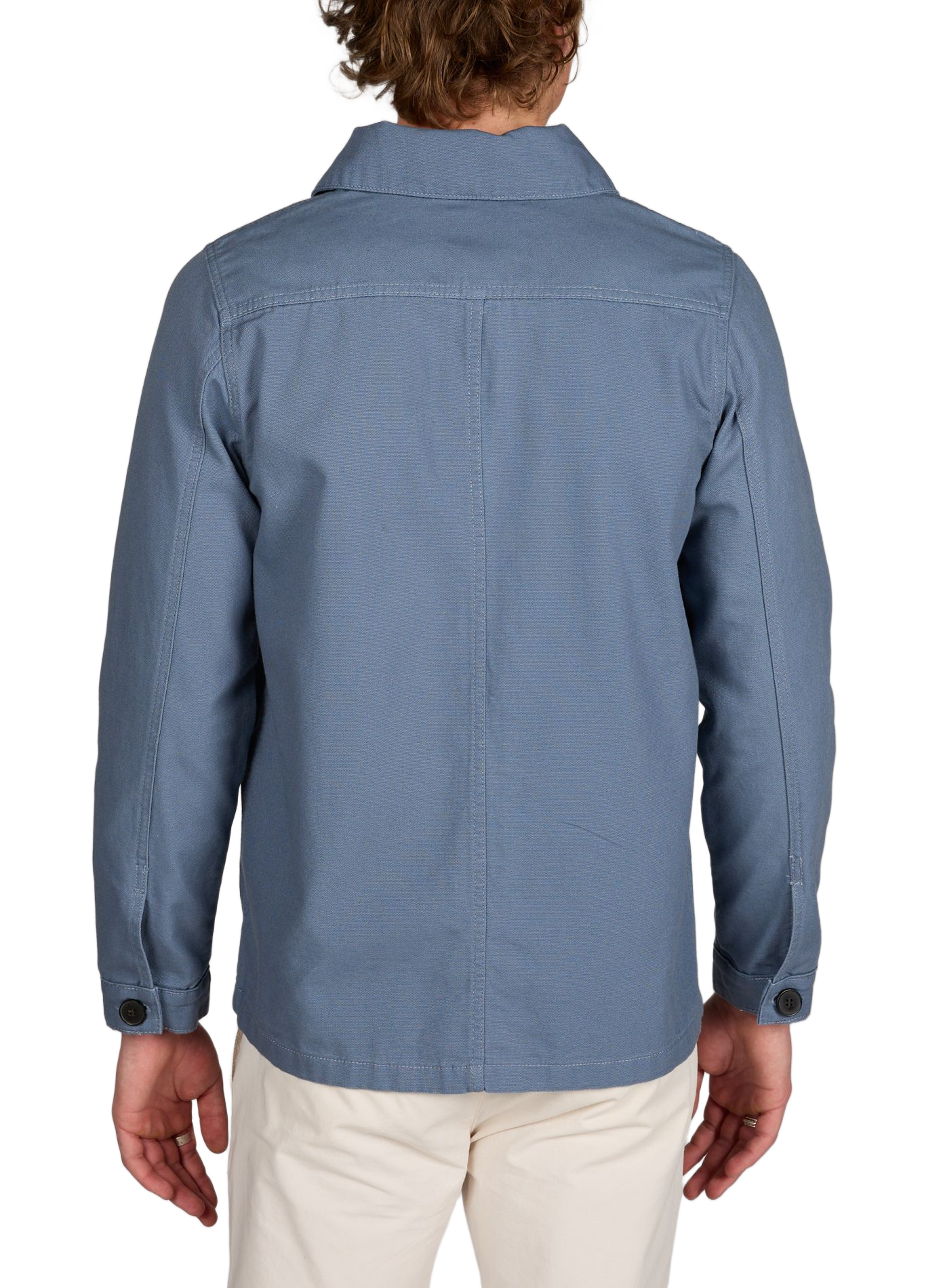 Solid color straight buttoned cotton jacket LAFAURIE Blue