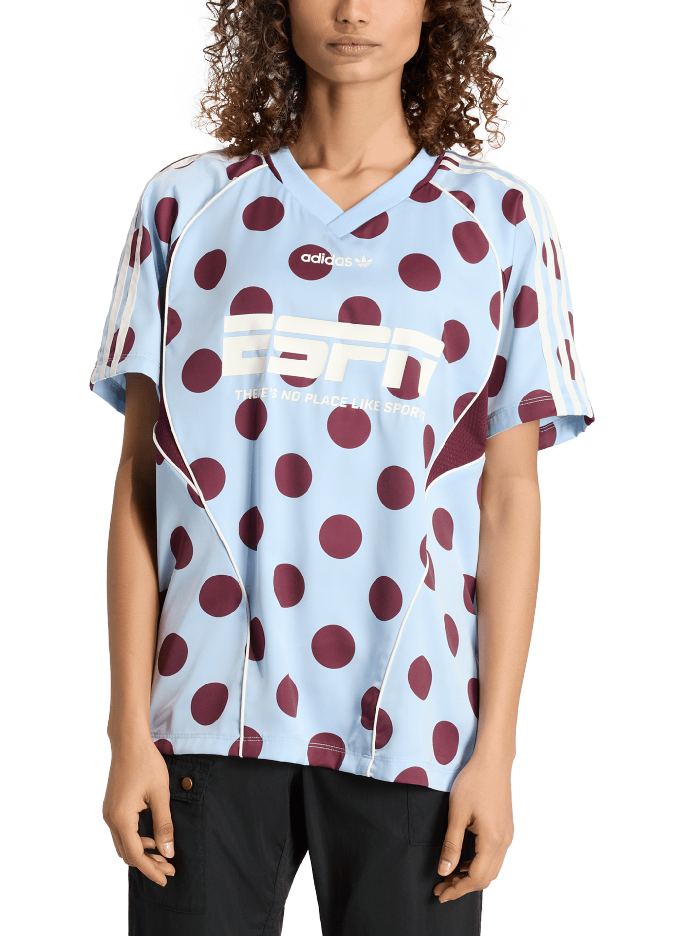 Polka dot V-neck T-shirt ADIDAS Blue
